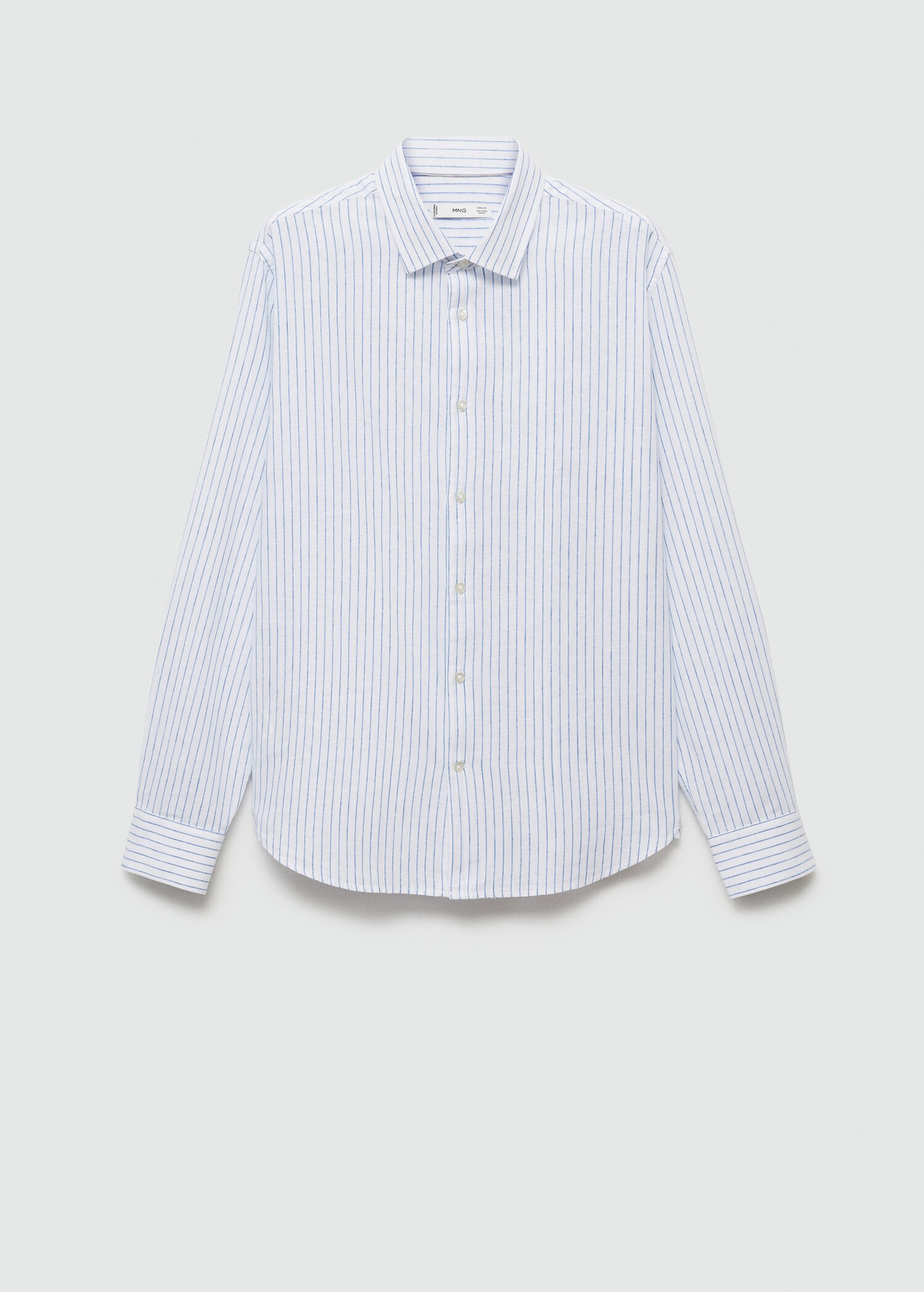Regular-fit striped cotton-linen shirt - Article without model