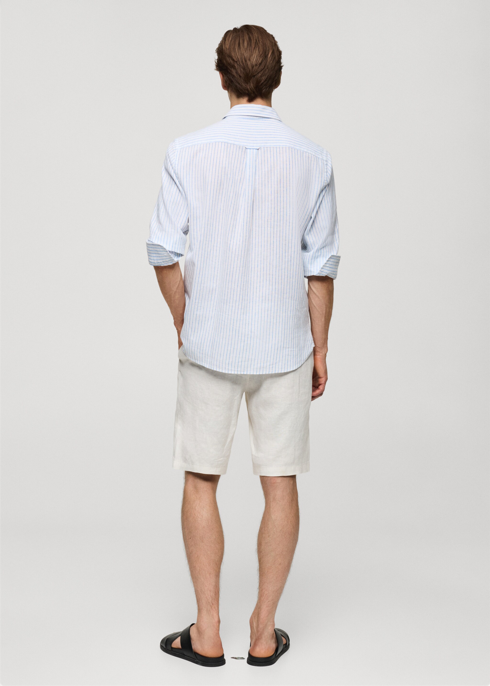 Regular-fit striped cotton-linen shirt - Reverse of the article