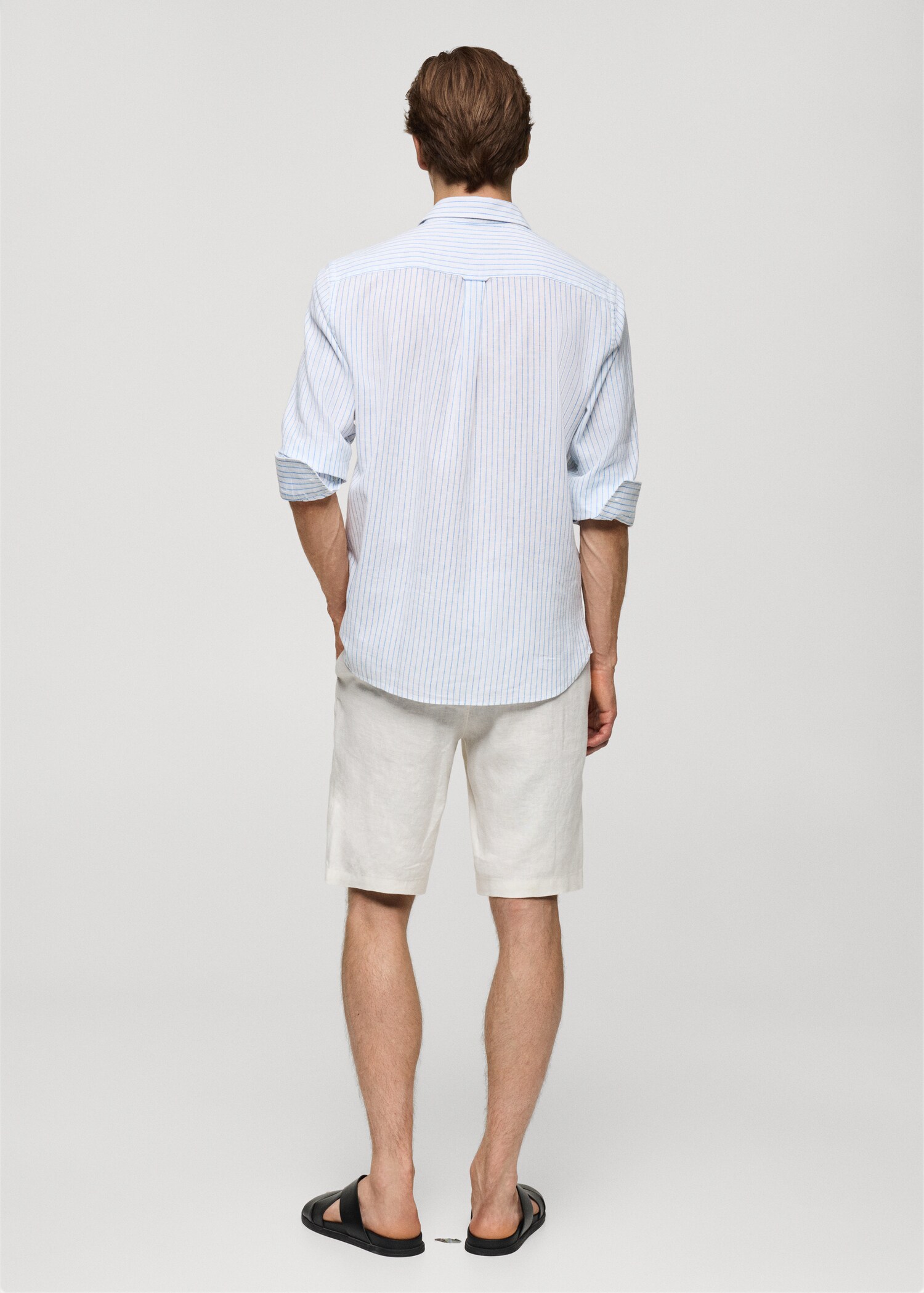 Regular-fit striped cotton-linen shirt - Reverse of the article
