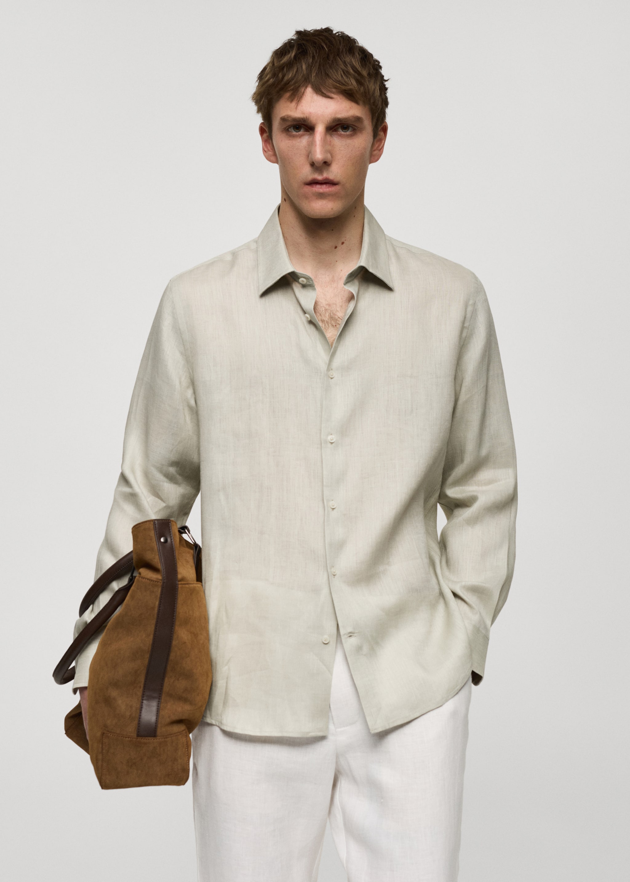 Camisa de 100% linho regular fit - Plano médio