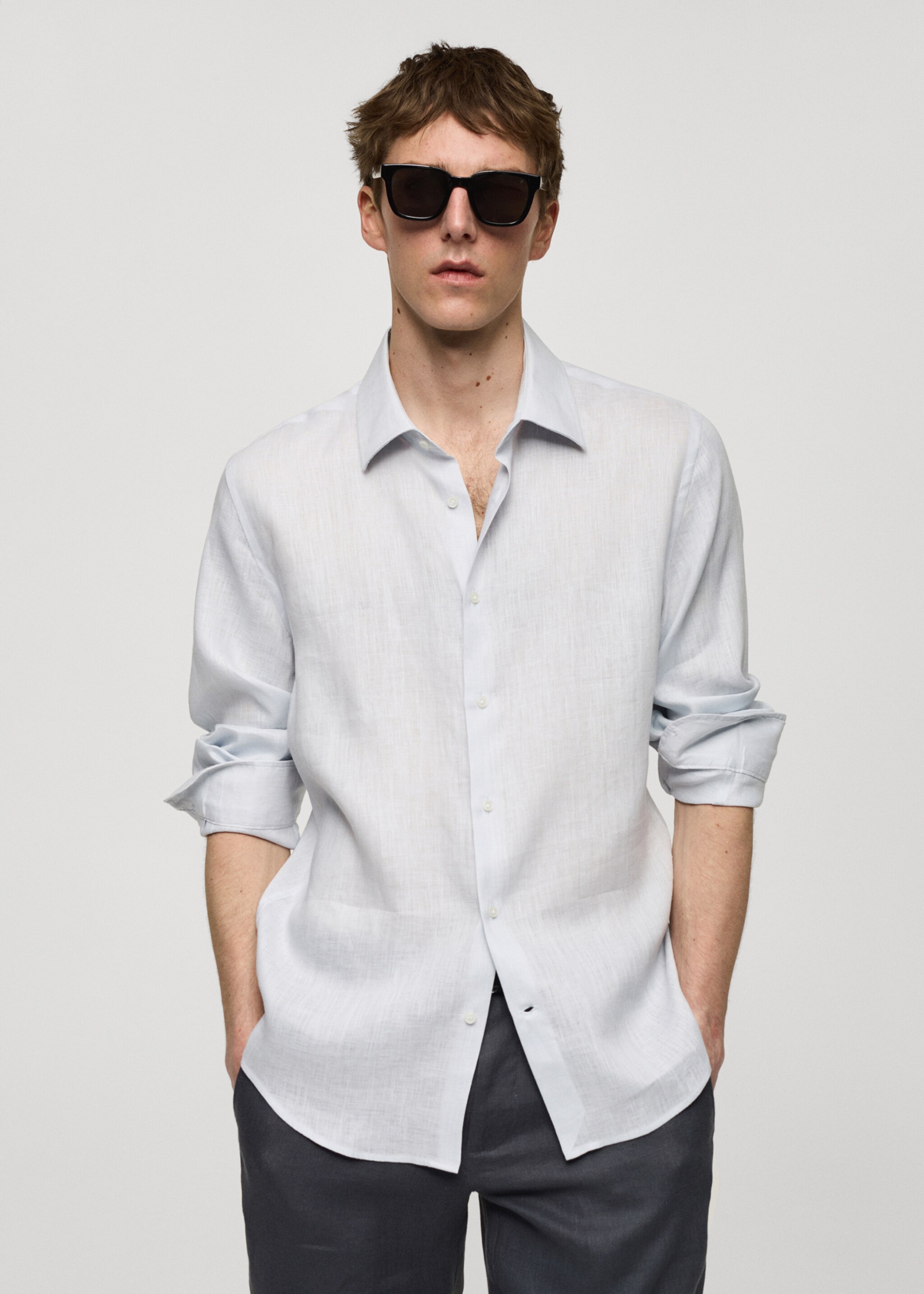 Regular-fit 100% linen shirt - Medium plane