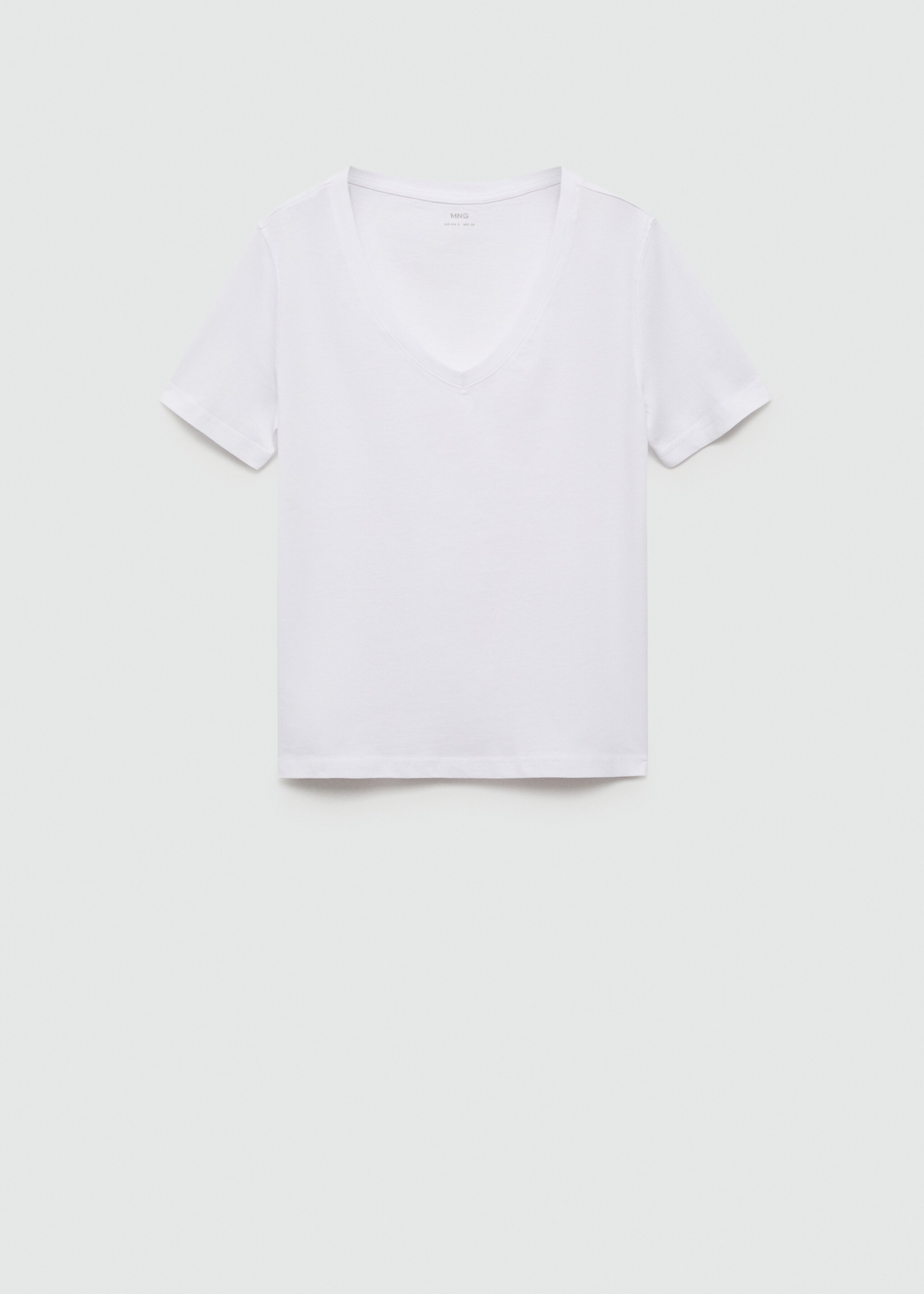 V-neck cotton T-shirt - Article without model, White. Ref: 77020582-00.