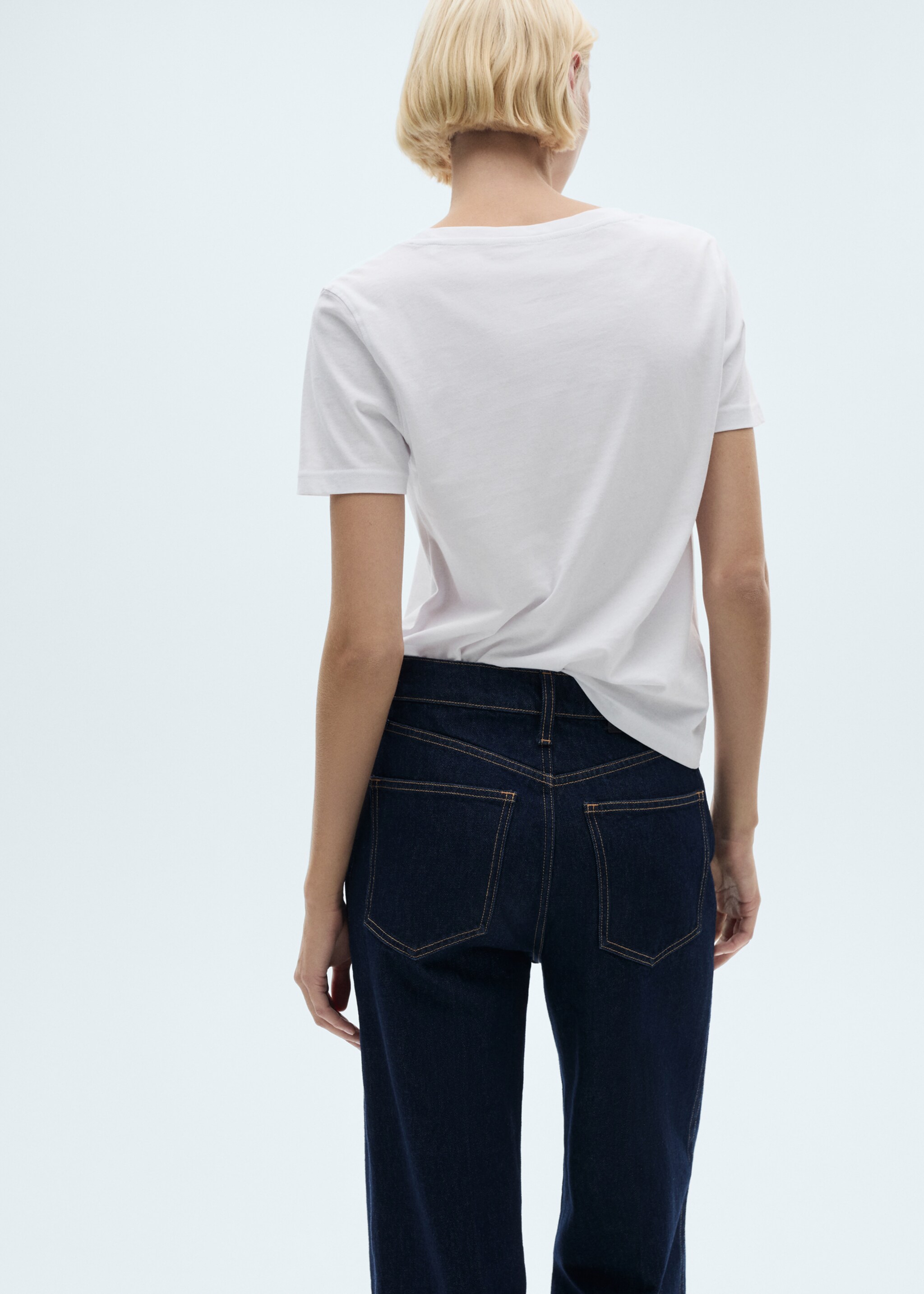 V-neck cotton T-shirt - Reverse of the article, White. Ref: 77020582-00.