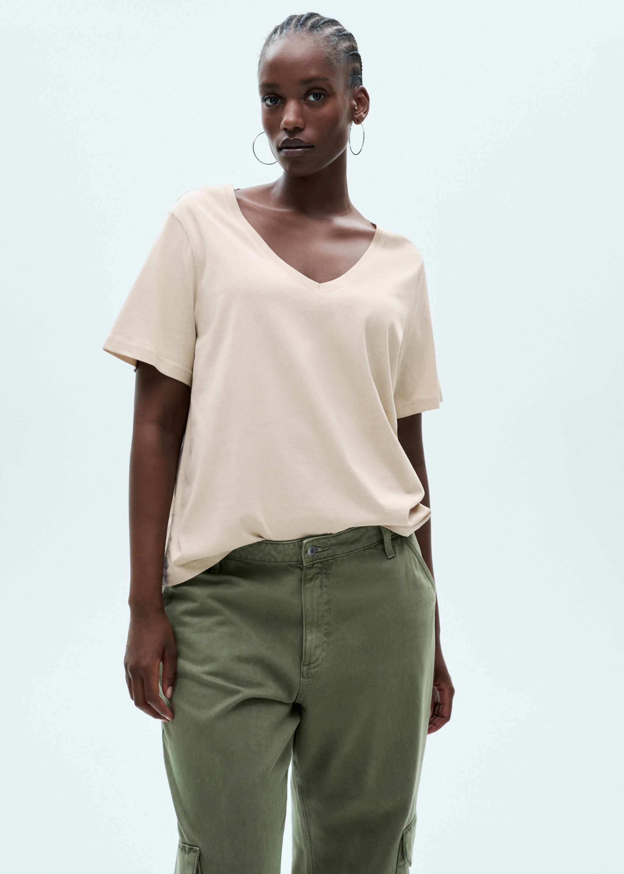 Baumwoll-T-Shirt, V-Ausschnitt - Detail des Artikels 5