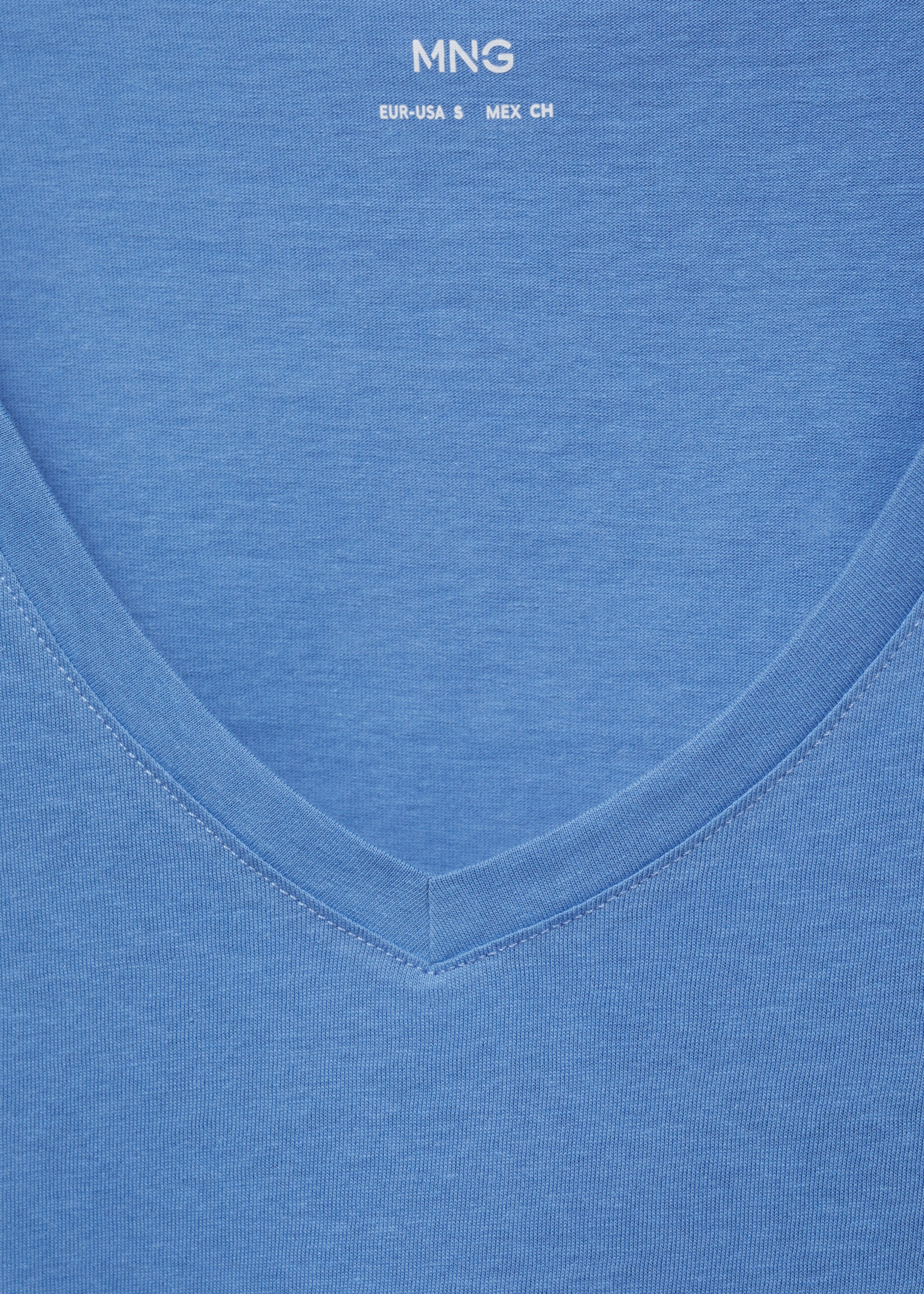 Camiseta algodón cuello pico - Detalle del artículo 8, Azul. Ref: 77020582-00.