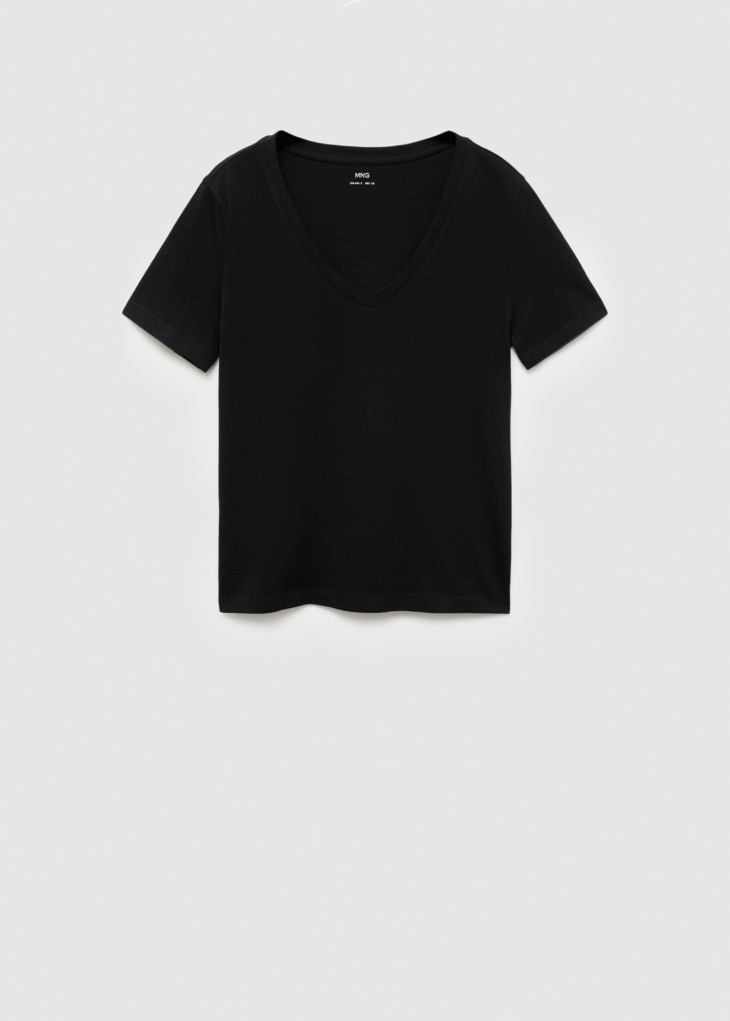 Baumwoll-T-Shirt, V-Ausschnitt - Artikel ohne Model