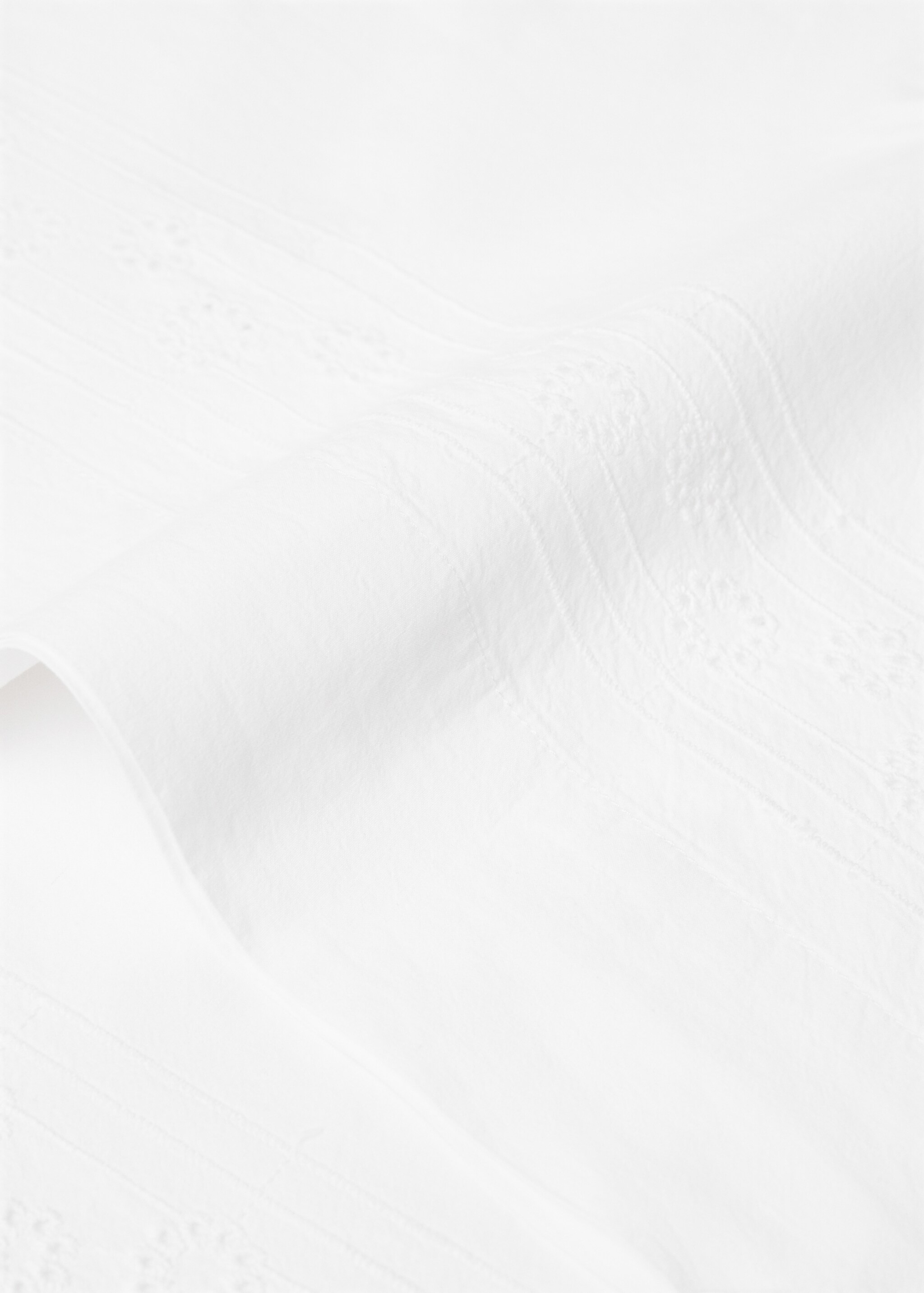 Floral embroidered cotton pillowcase 45x110cm - Details of the article 2, White. Ref: 77020584-00.