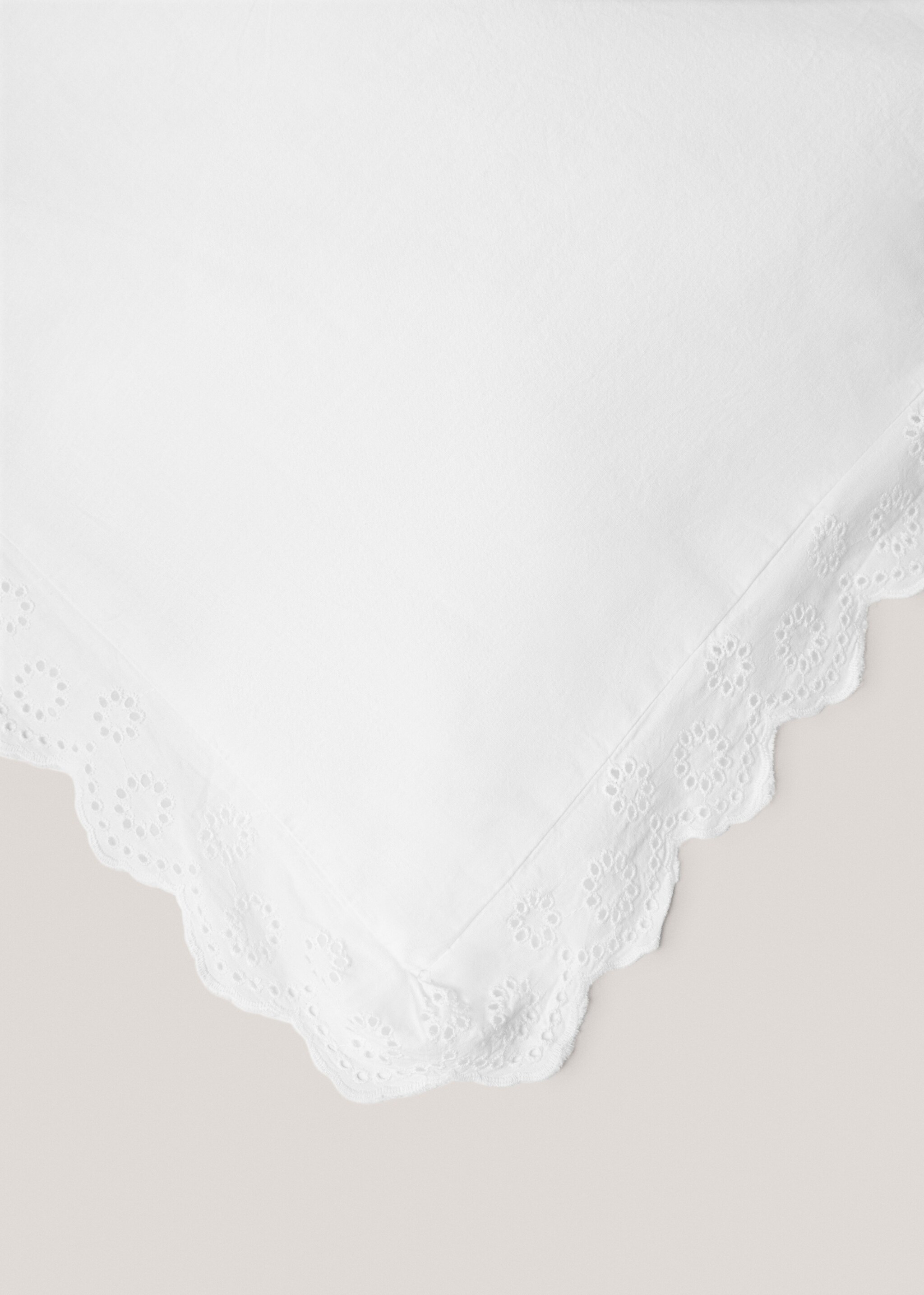 Funda nórdica algodón volante bordado cama 135cm - Detalle del artículo 2, Blanco. Ref: 77020588-00.