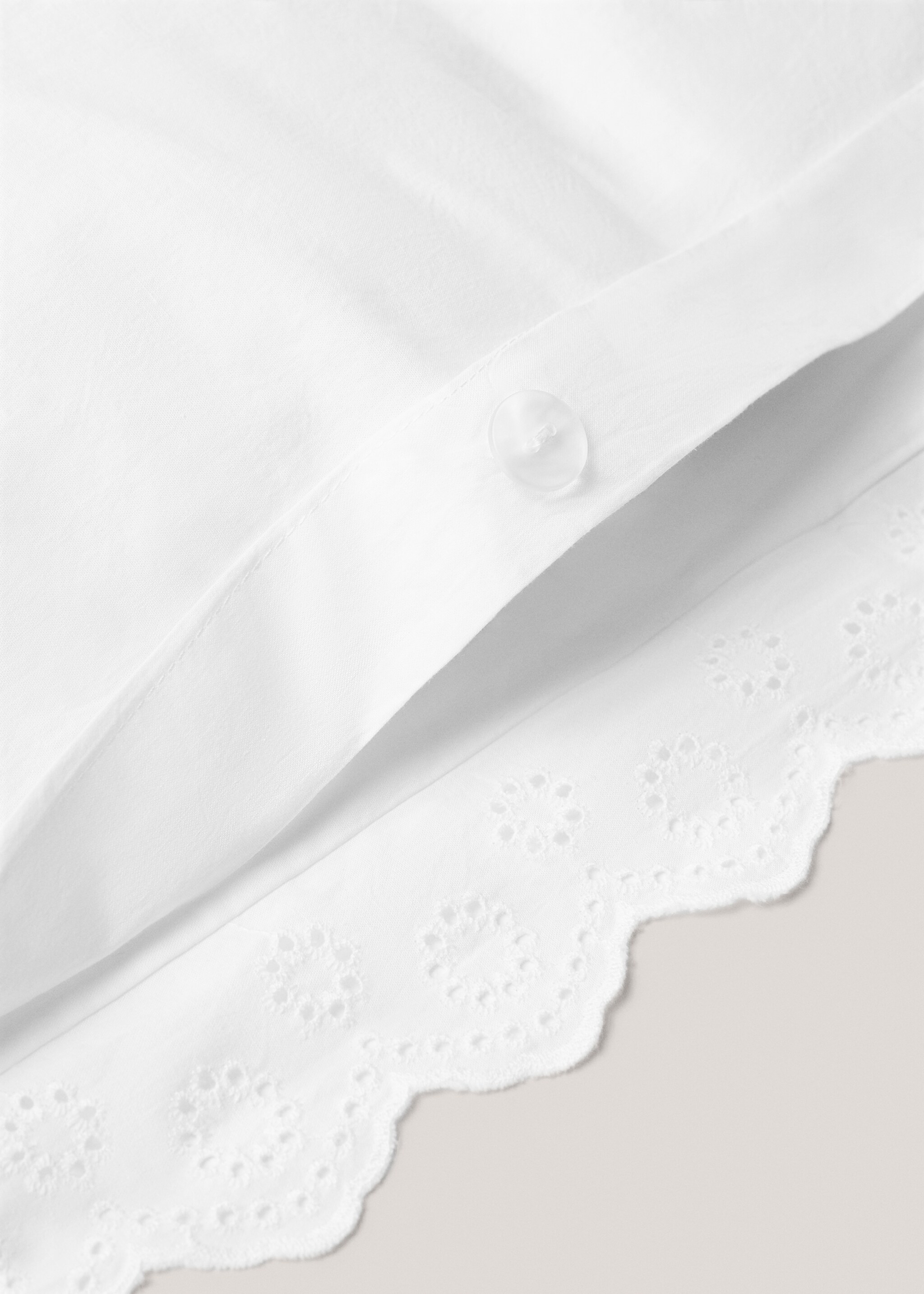 Funda nórdica algodón volante bordado cama 135cm - Detalle del artículo 3, Blanco. Ref: 77020588-00.