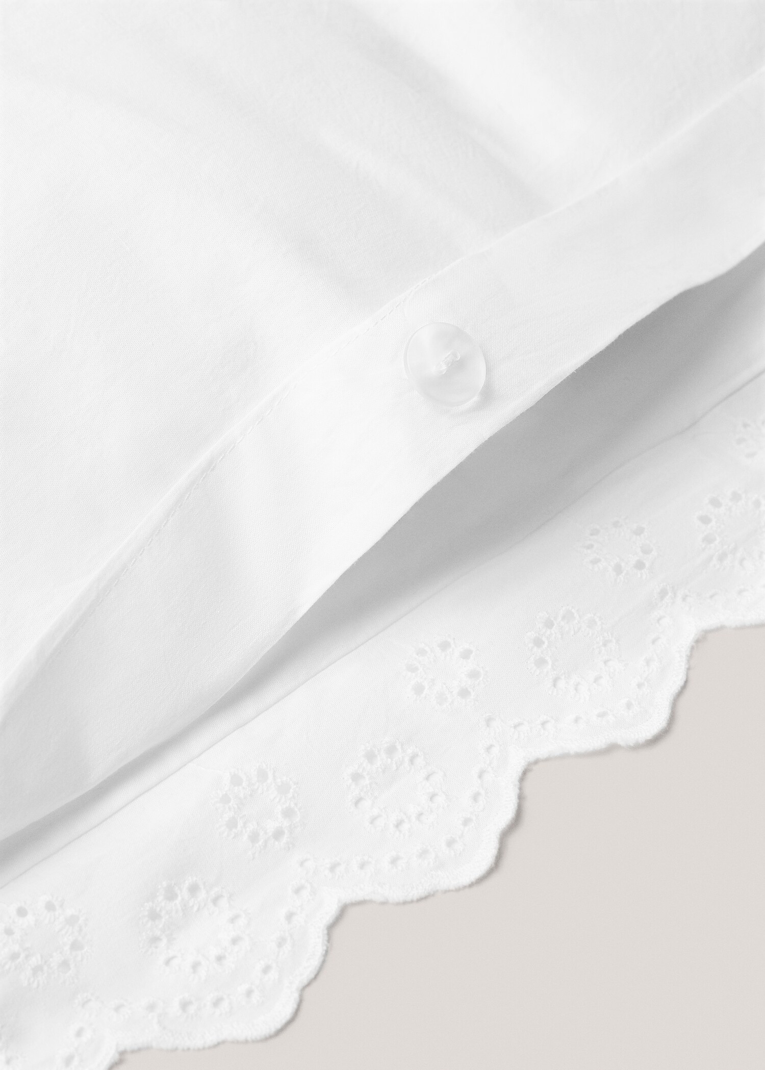 Cotton duvet cover with embroidered flounces for single bed - Details of the article 3