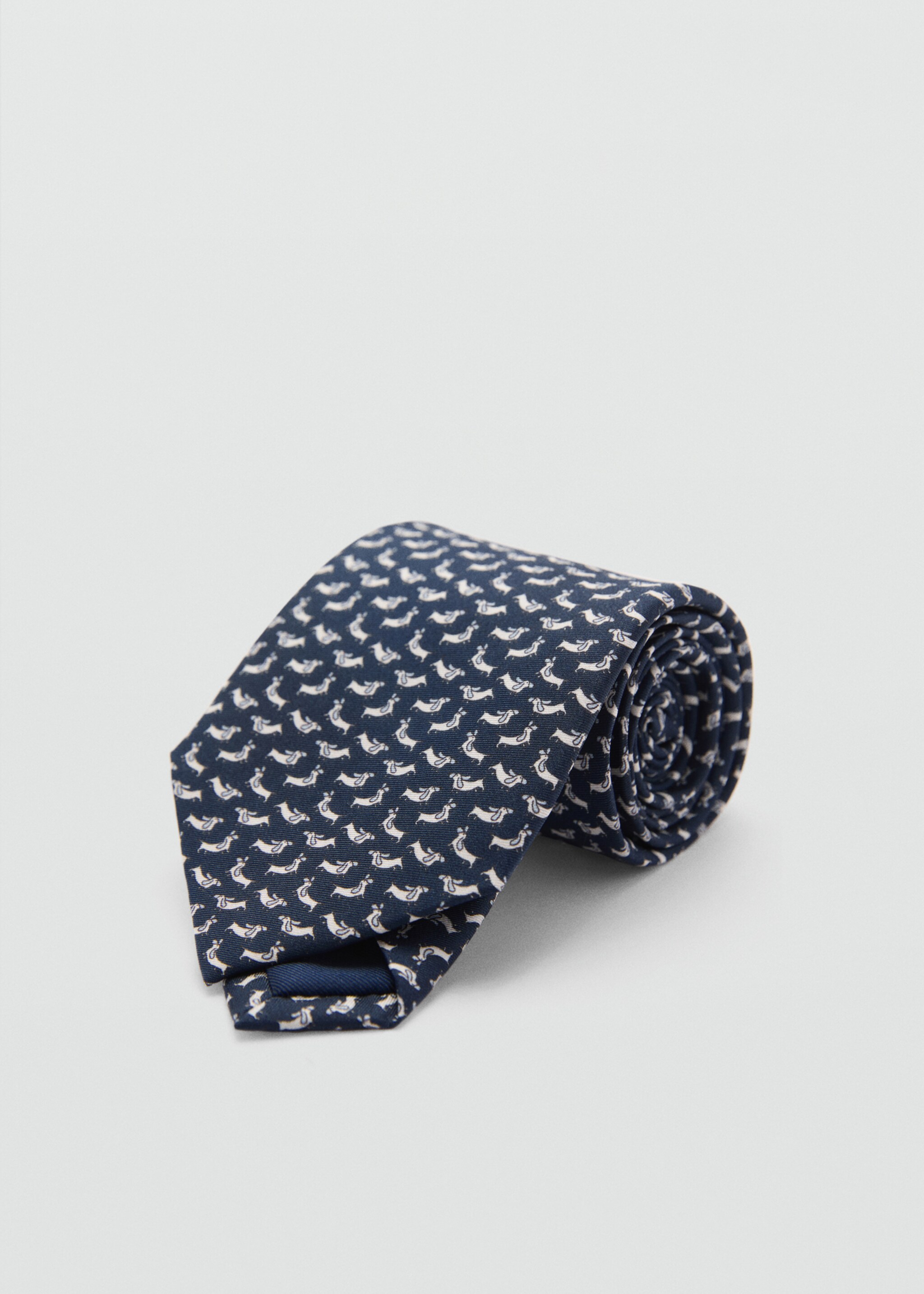 Corbata 100% seda de mora estampat gossos - Pla mig