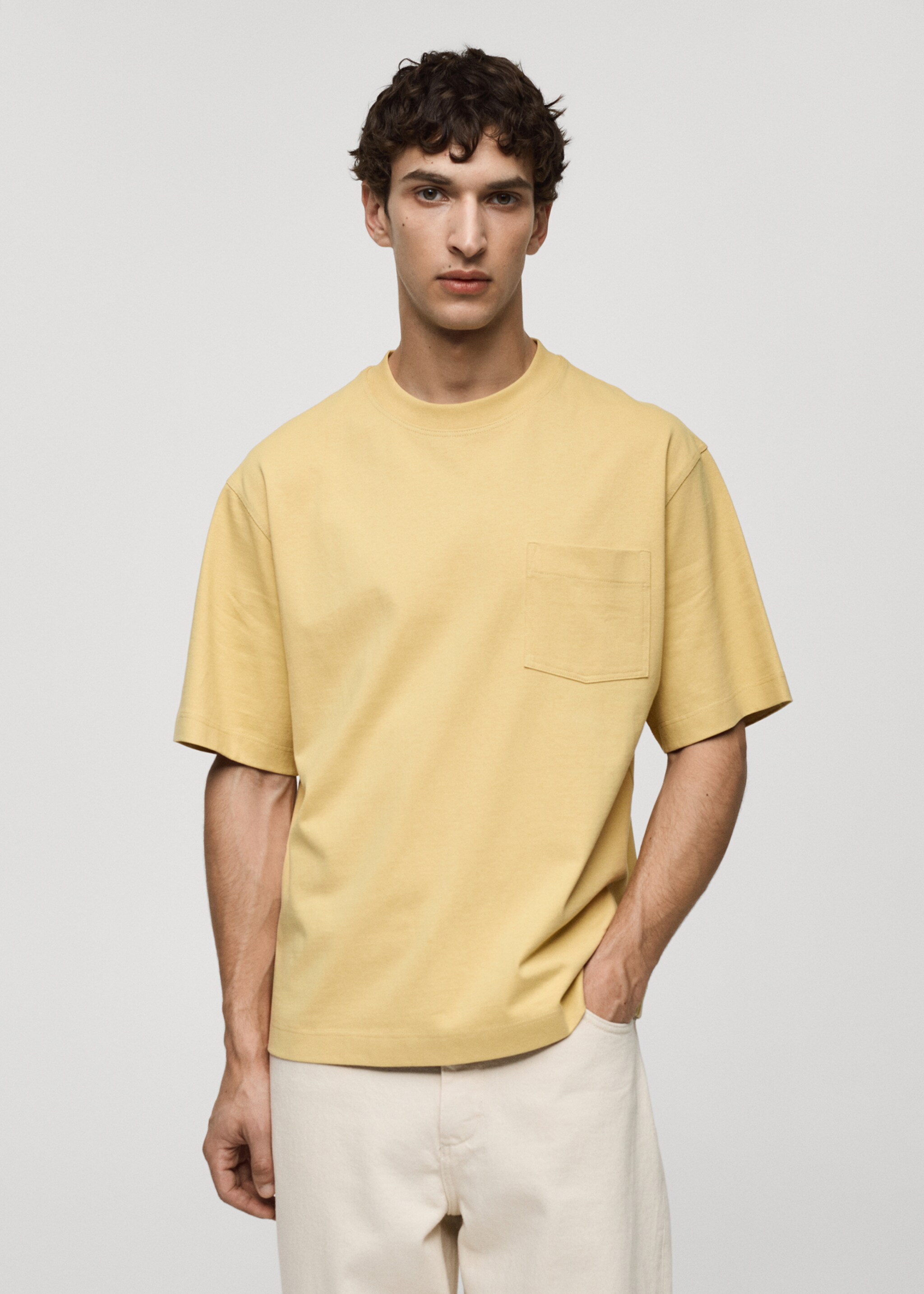 T-shirt de 100% algodão com bolso - Plano médio