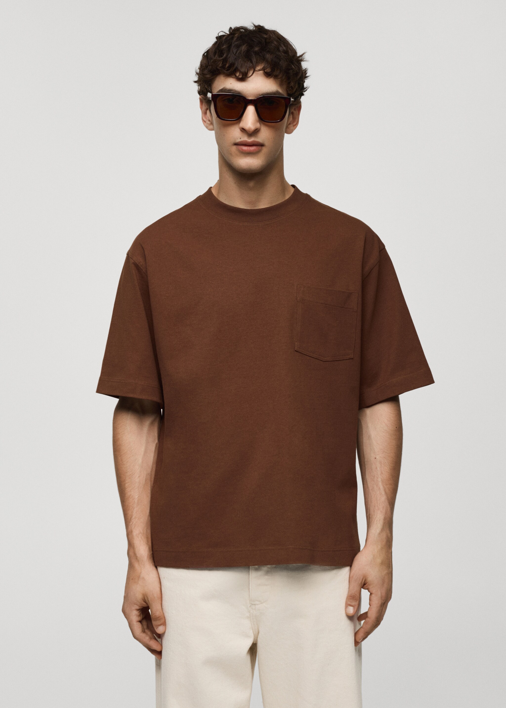 T-shirt de 100% algodão com bolso - Plano médio