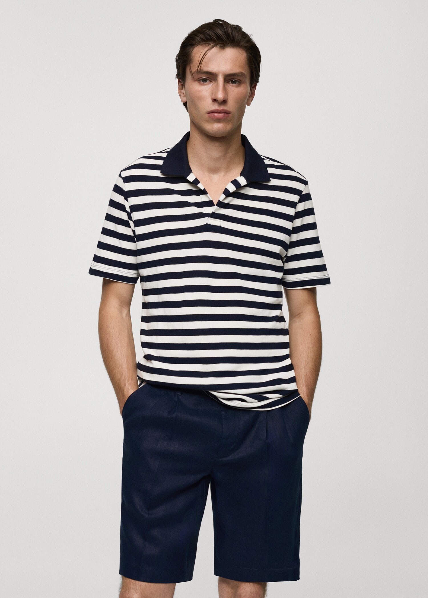 Polo regular-fit piqué coton rayures - Plan moyen