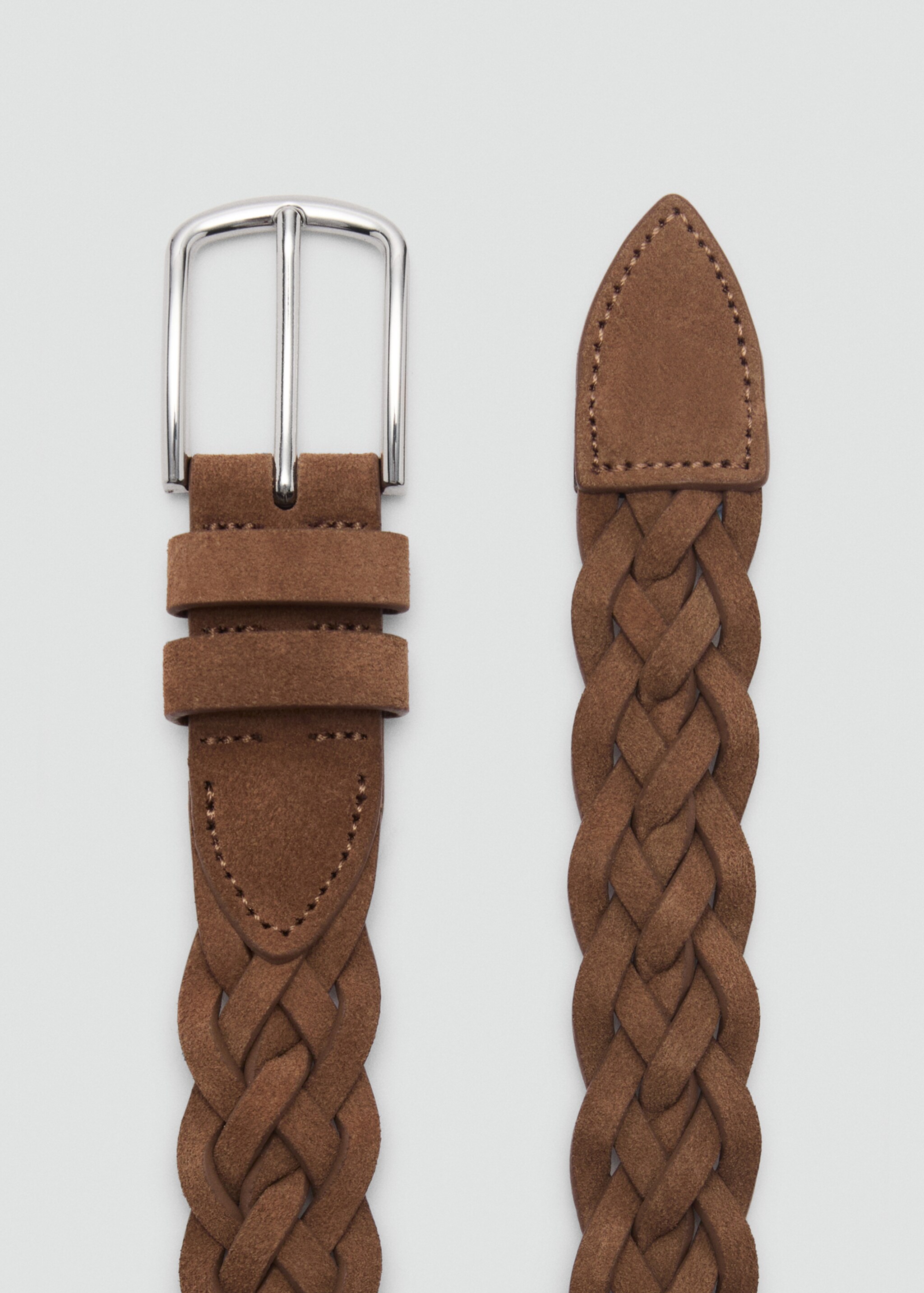 Ceinture cuir suède tressée - Plan moyen