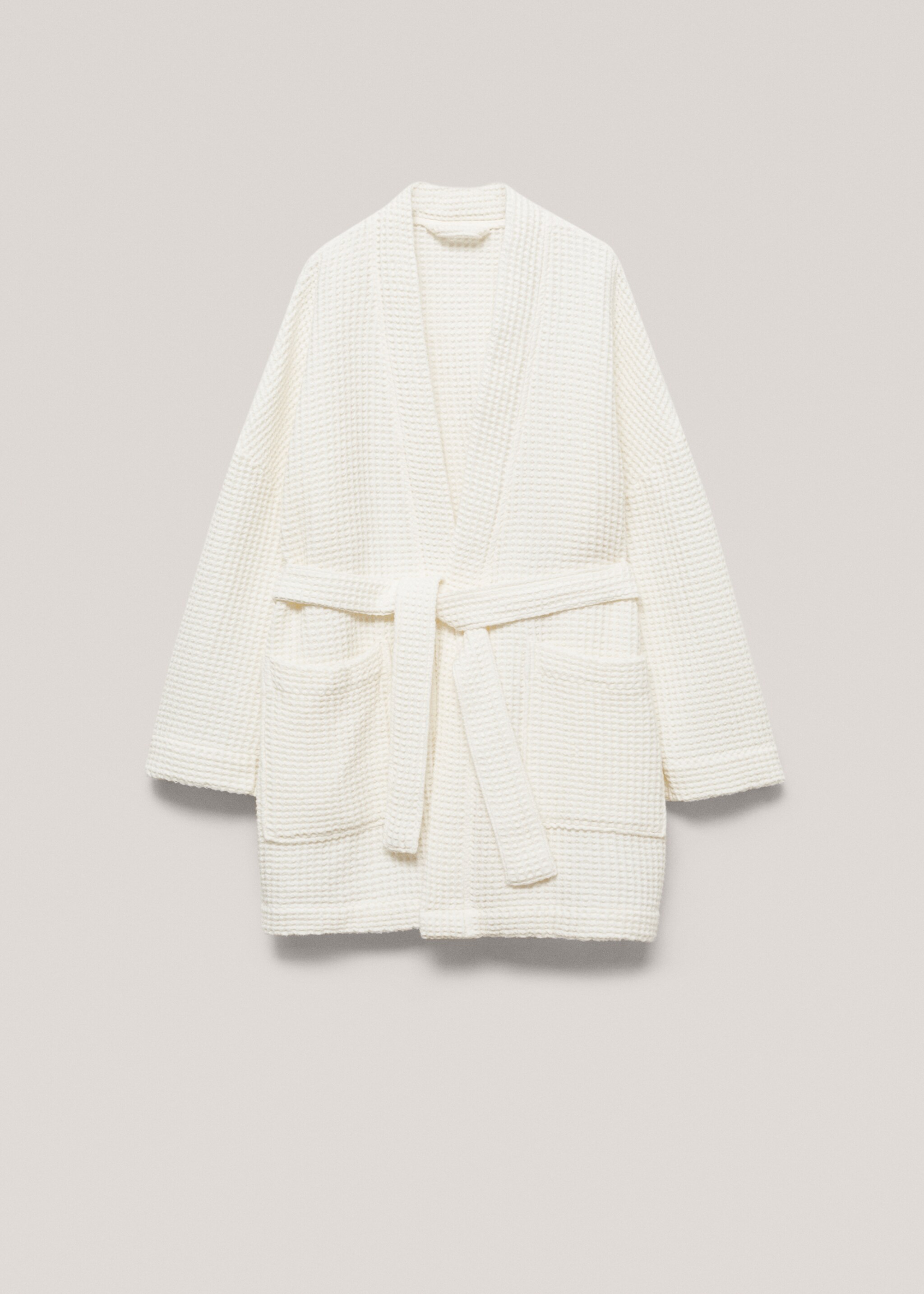 100% cotton waffle bathrobe - Article without model, Ecru. Ref: 77020646-00.