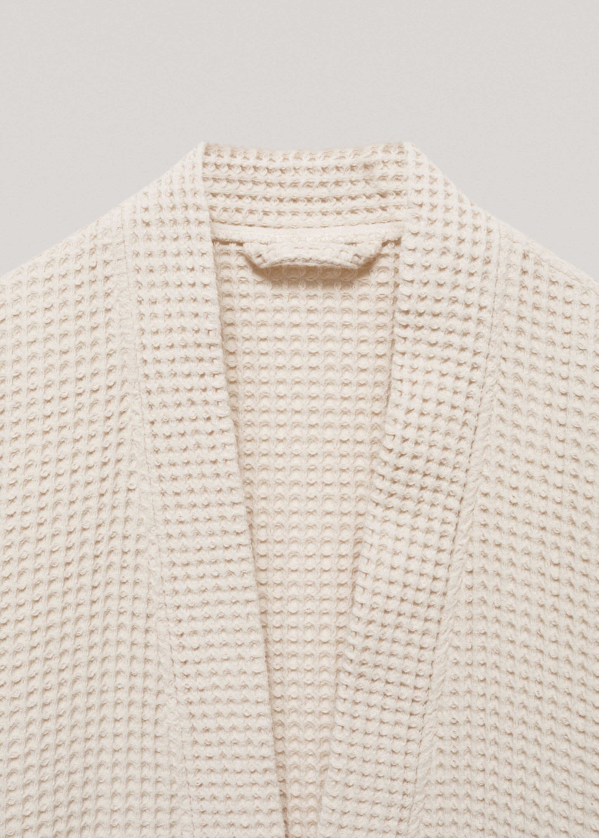 100% cotton waffle bathrobe - Details of the article 1, Beige. Ref: 77020646-00.