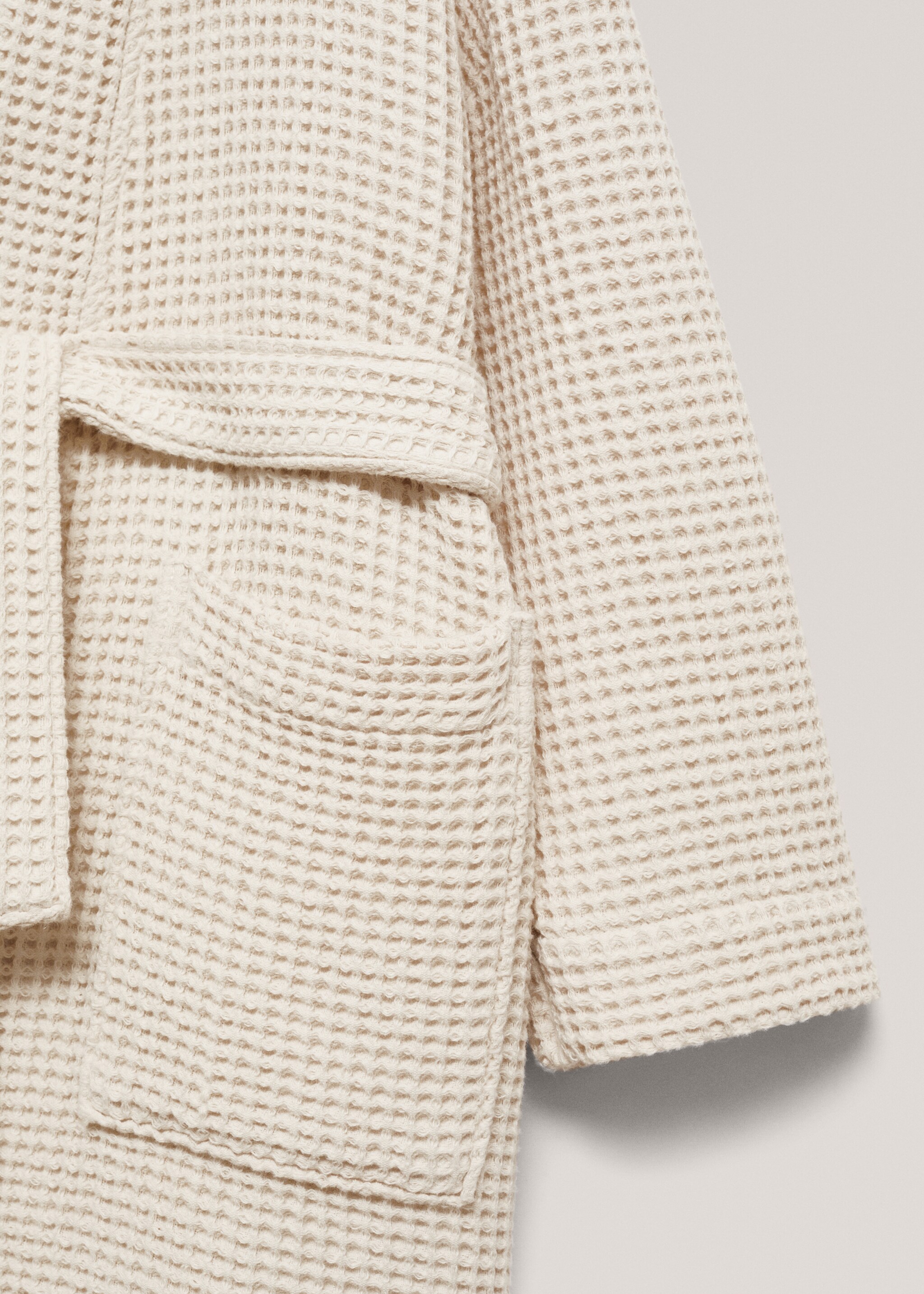 100% cotton waffle bathrobe - Details of the article 2, Beige. Ref: 77020646-00.
