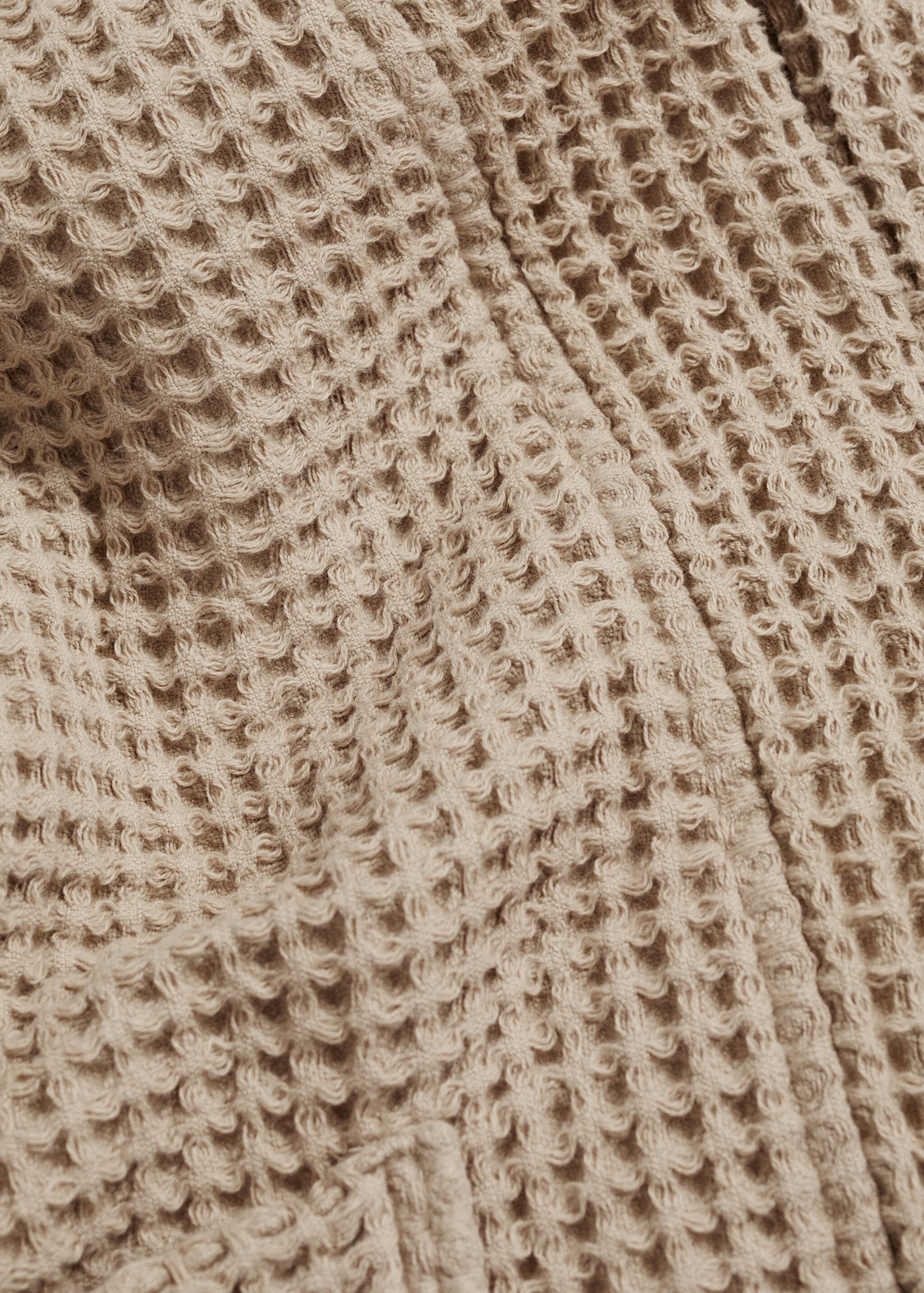 100% cotton waffle bathrobe - Details of the article 3, Brown. Ref: 77020646-00.
