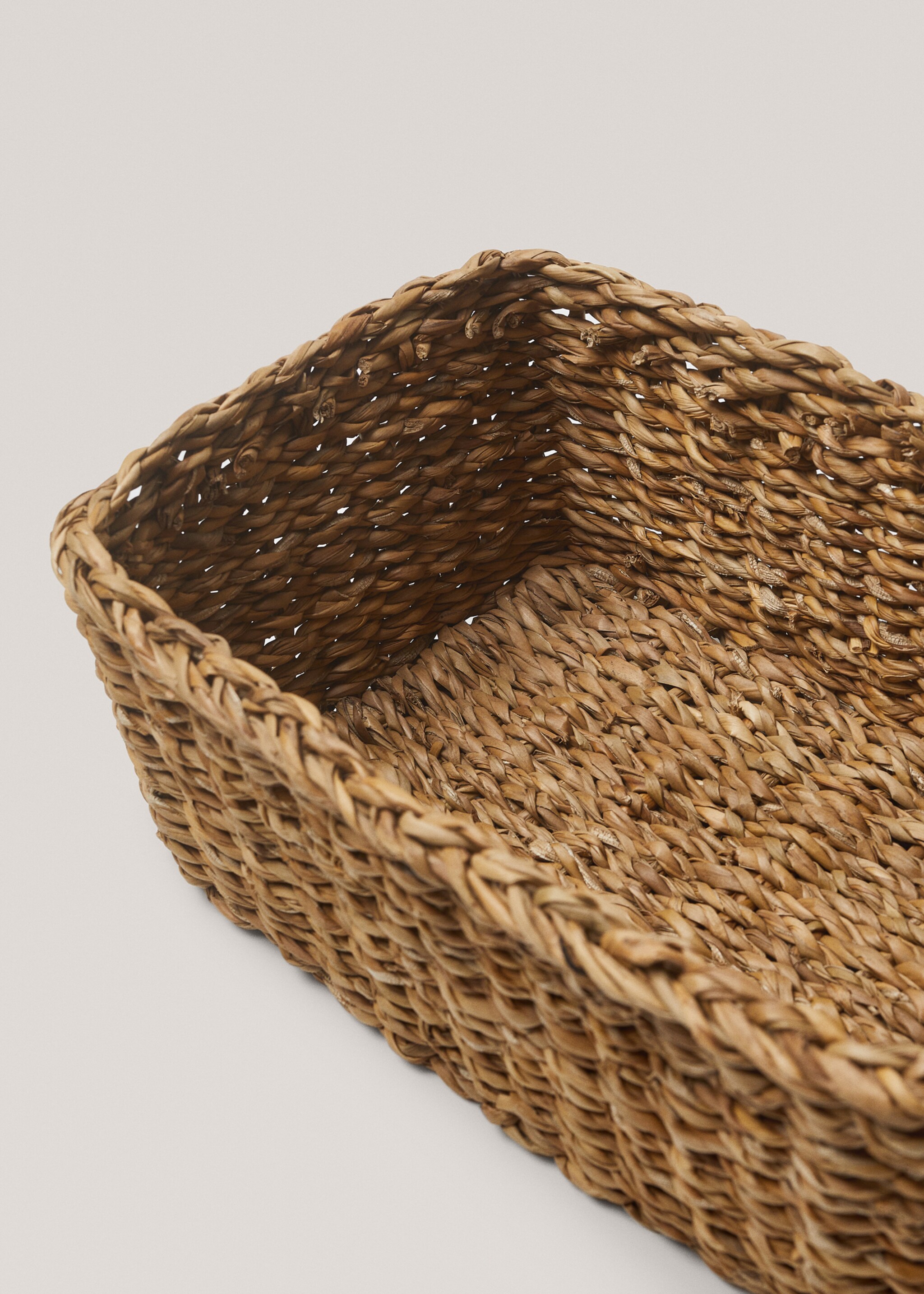 Large natural fibre braided basket - Medium plane, Brown. Ref: 77021011-00.