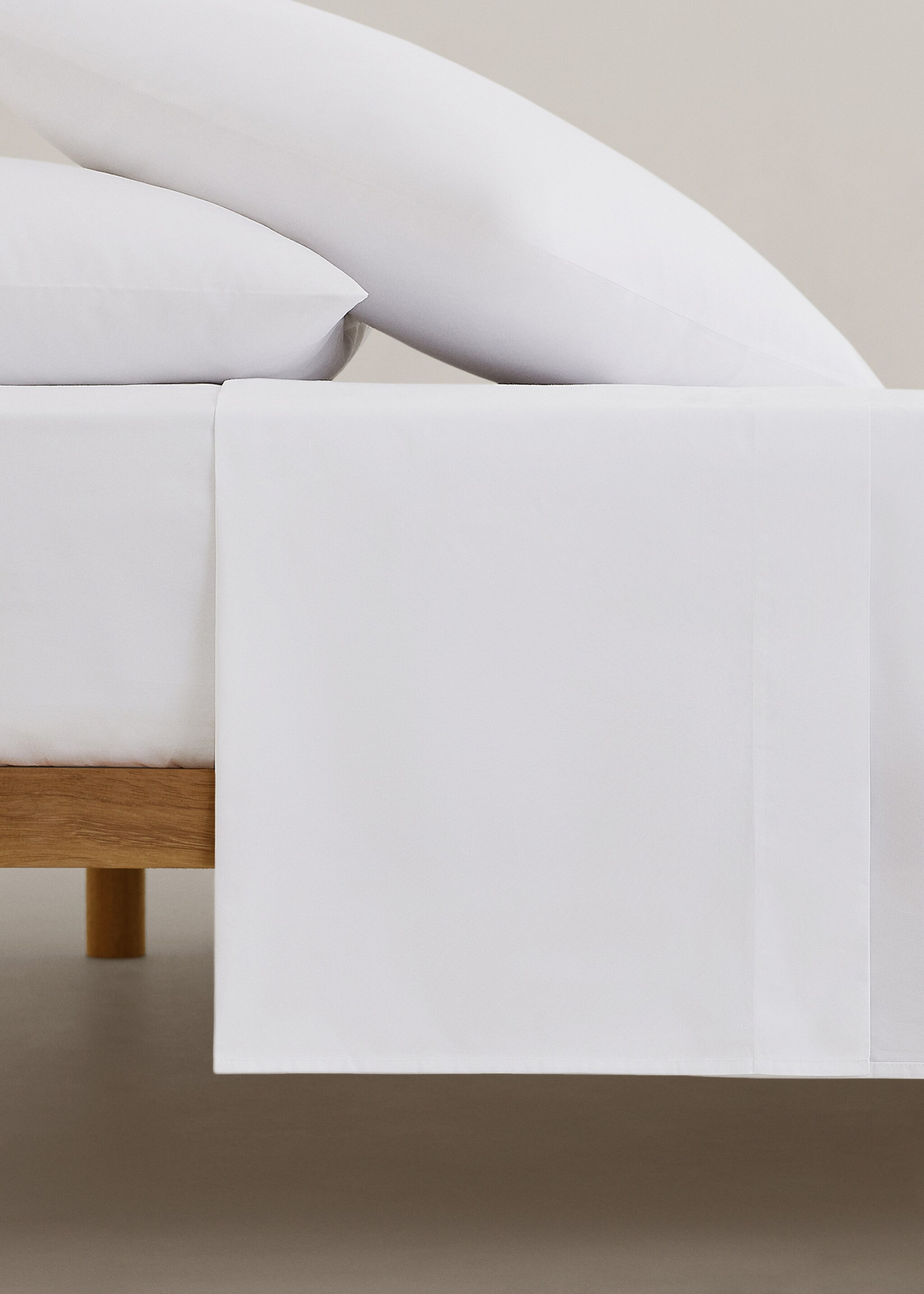 Cotton top sheet for queen bed - Article without model, White. Ref: 77021017-00.