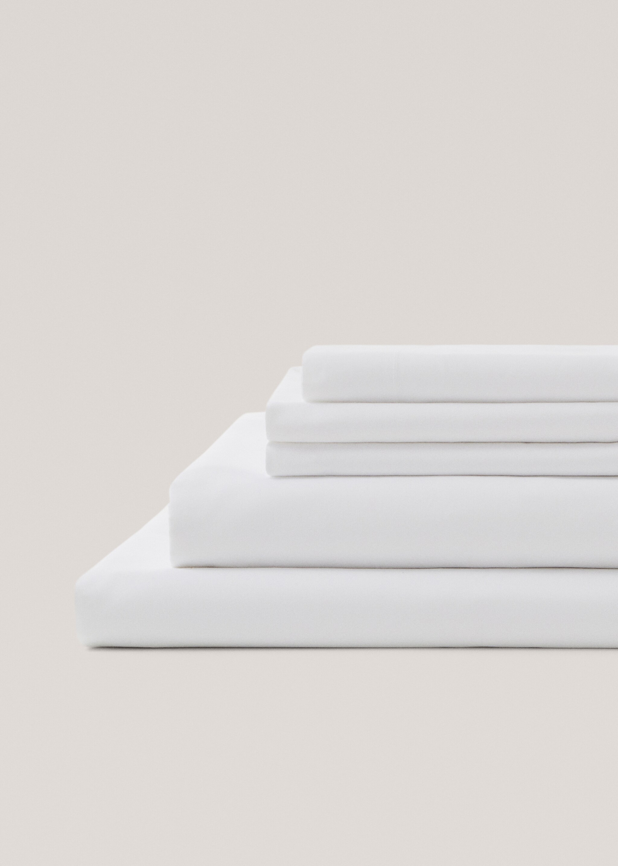 Cotton top sheet for queen bed - Details of the article 1, White. Ref: 77021017-00.