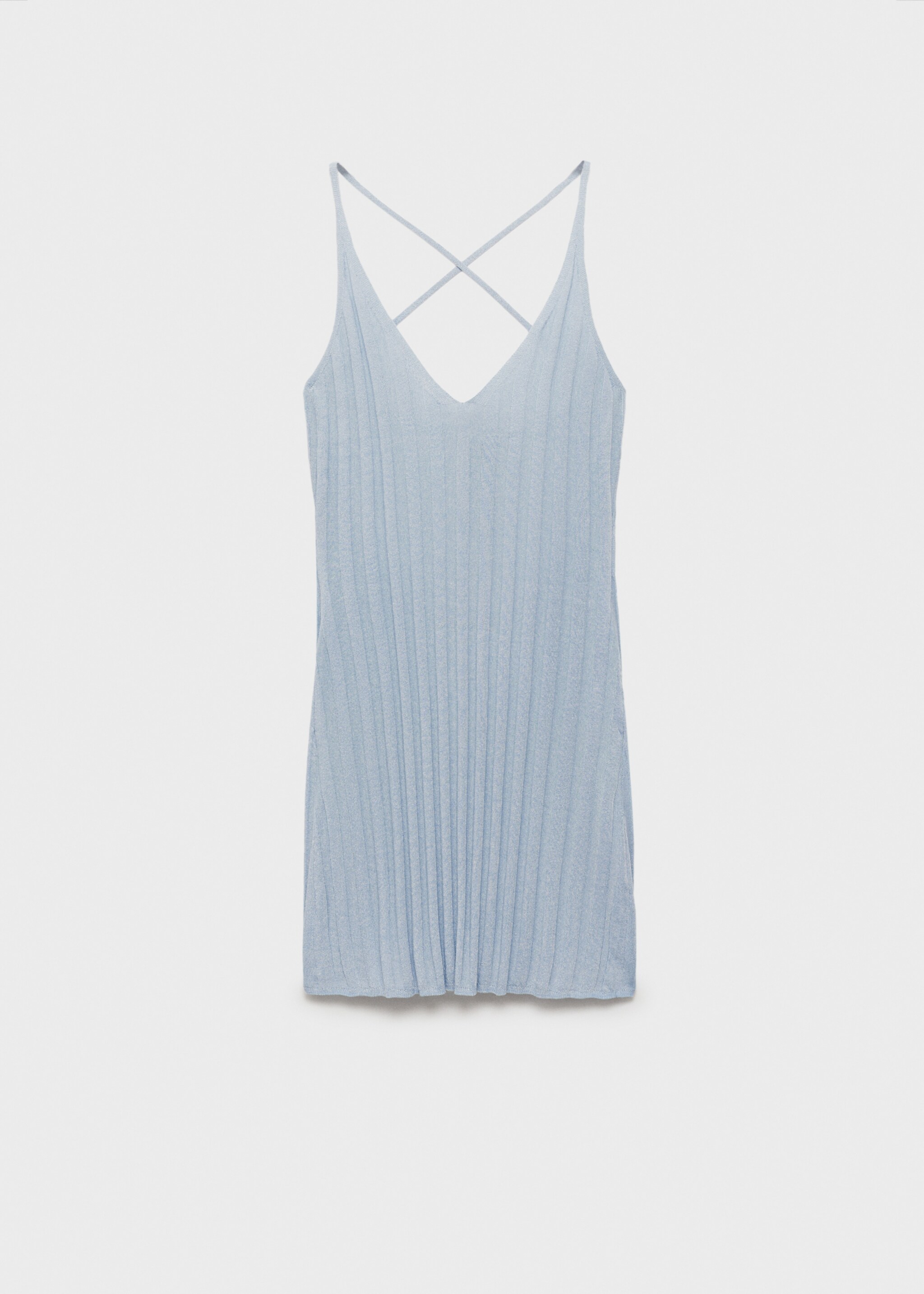 Open-back short dress - Article without model, Blue. Ref: 77021506-00.