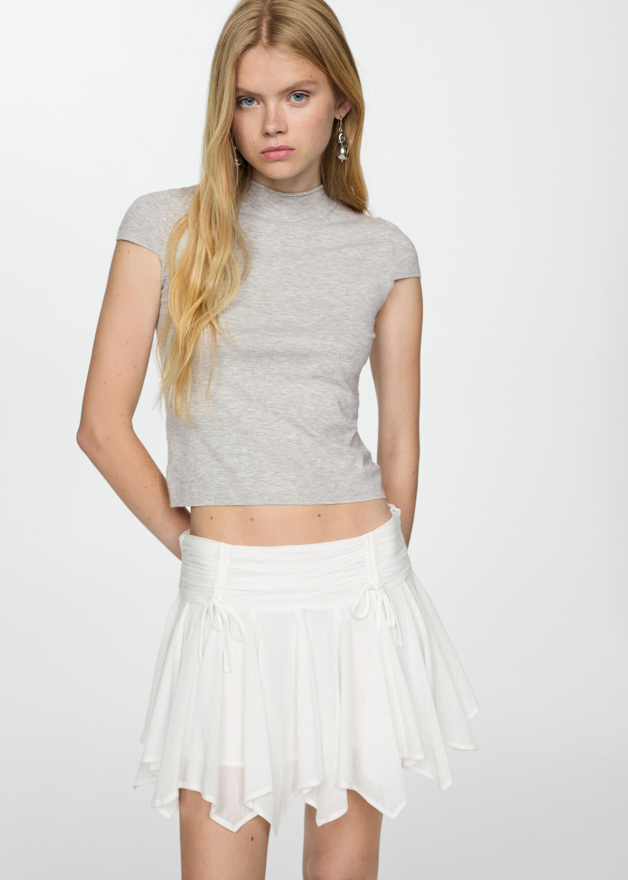 Short sleeve knitted t-shirt - Medium plane, Grey. Ref: 77021507-00.