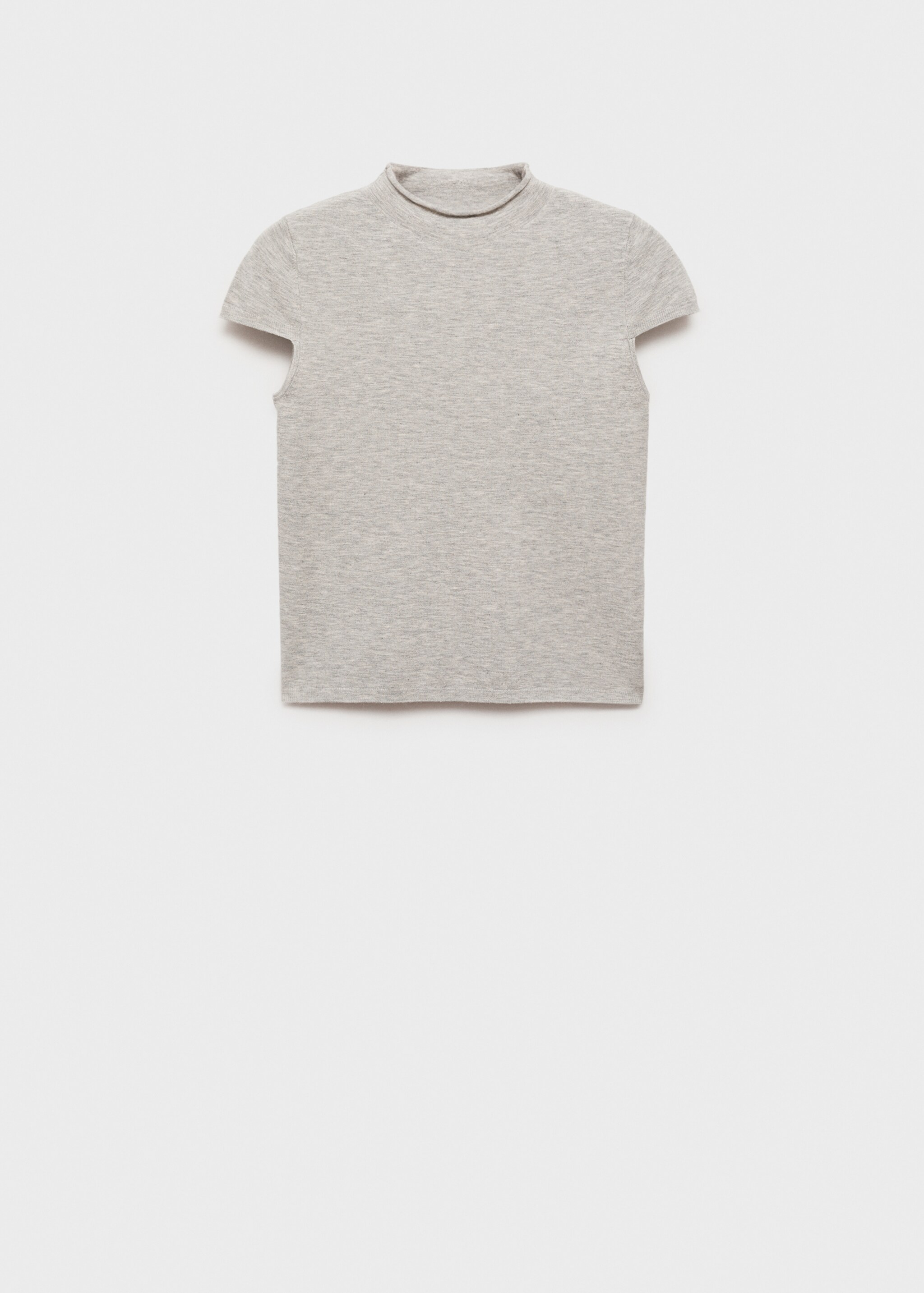 Short sleeve knitted t-shirt - Article without model, Grey. Ref: 77021507-00.