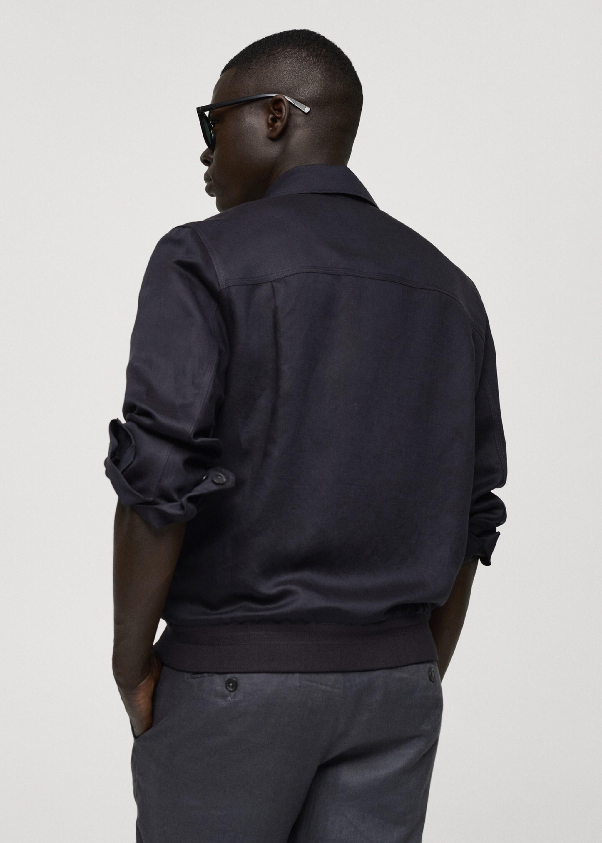 Tencel-linen blend overshirt - Reverse of the article, Charcoal. Ref: 77022535-00.