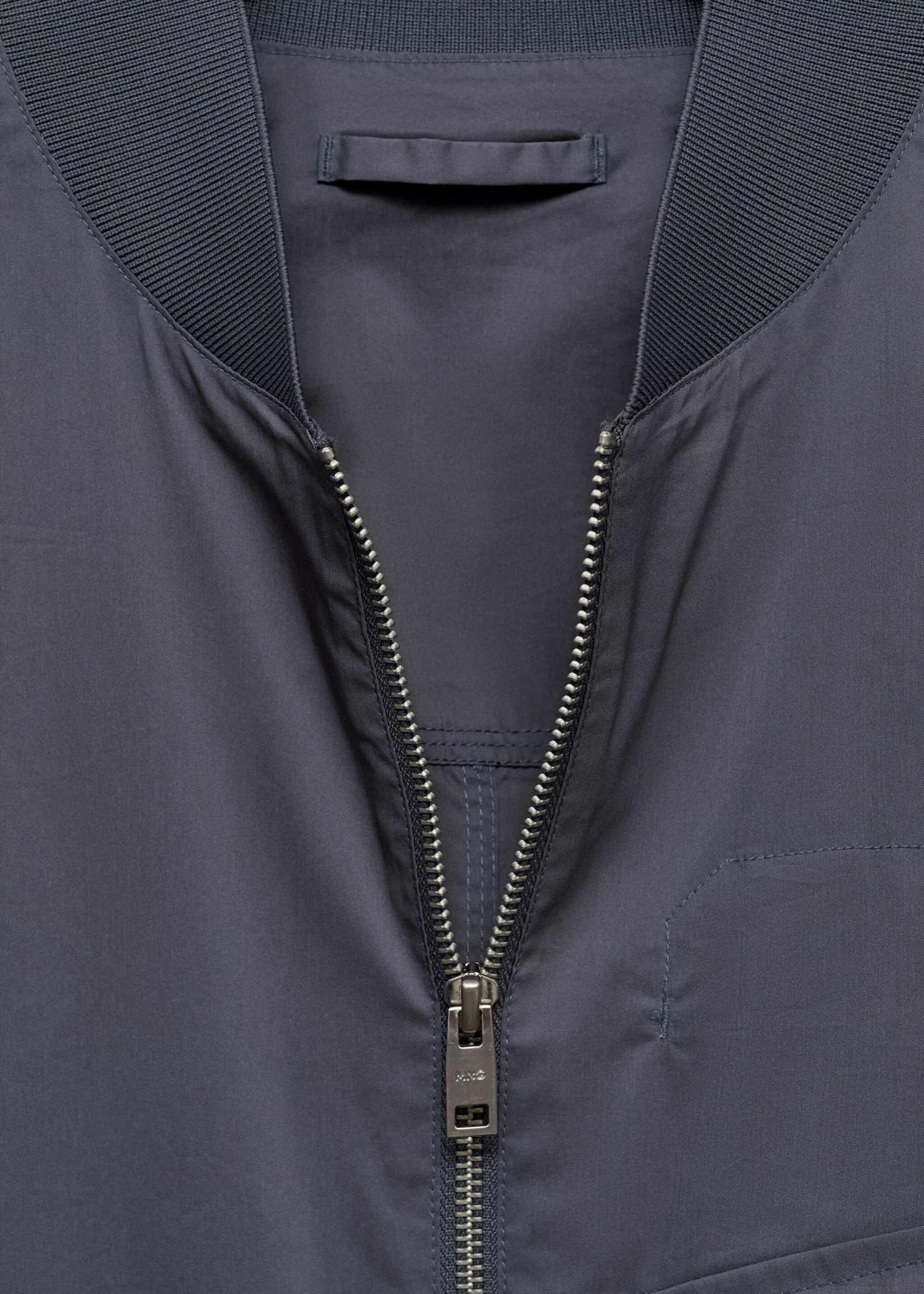 Bomber jacket with pocket - Details of the article 8, Petrol Blue. Ref: 77022536-00.
