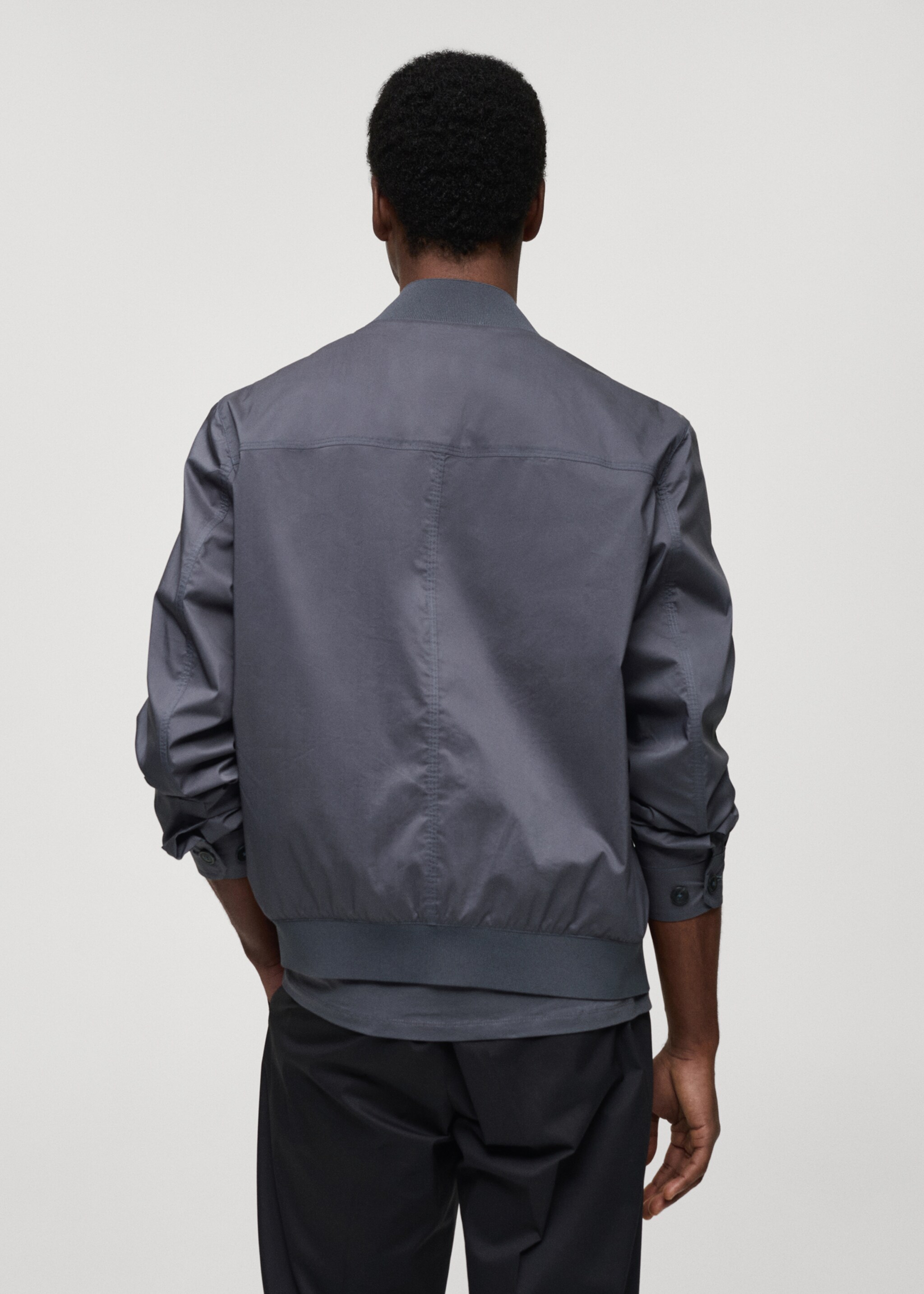 Bomber jacket with pocket - Reverse of the article, Petrol Blue. Ref: 77022536-00.