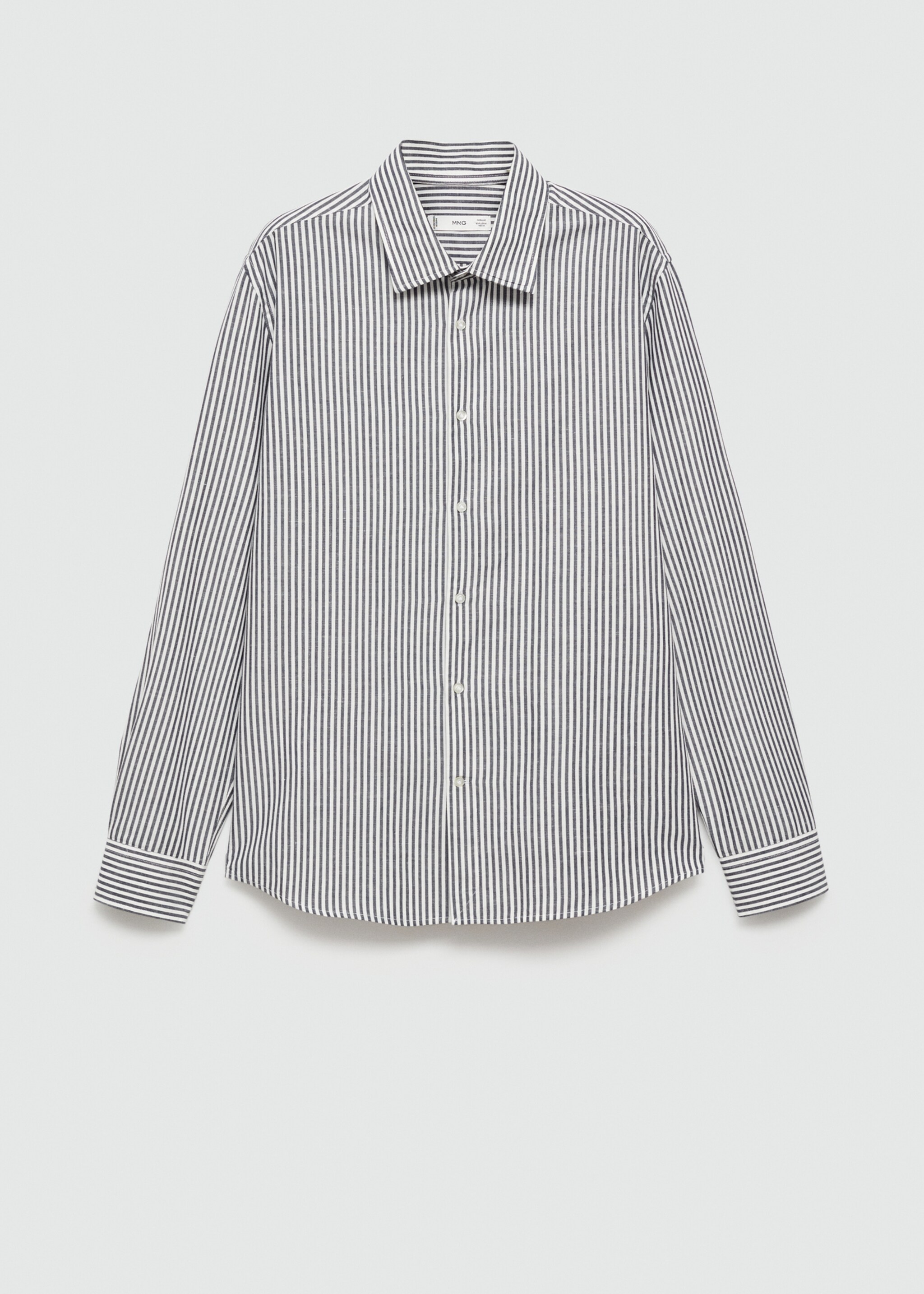 Regular-fit striped cotton-linen shirt - Article without model