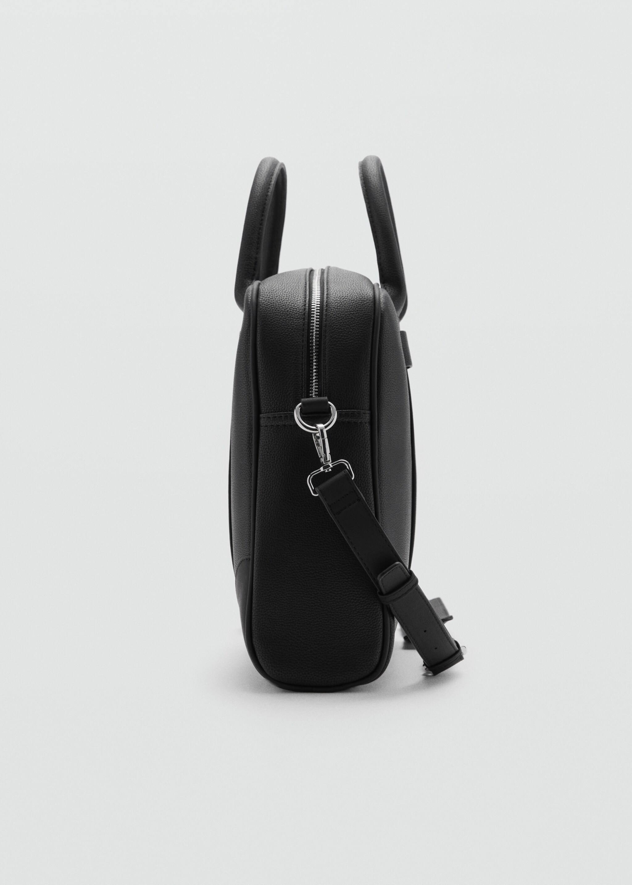 Leather-effect briefcase - Details of the article 1, Black. Ref: 77022545-00.