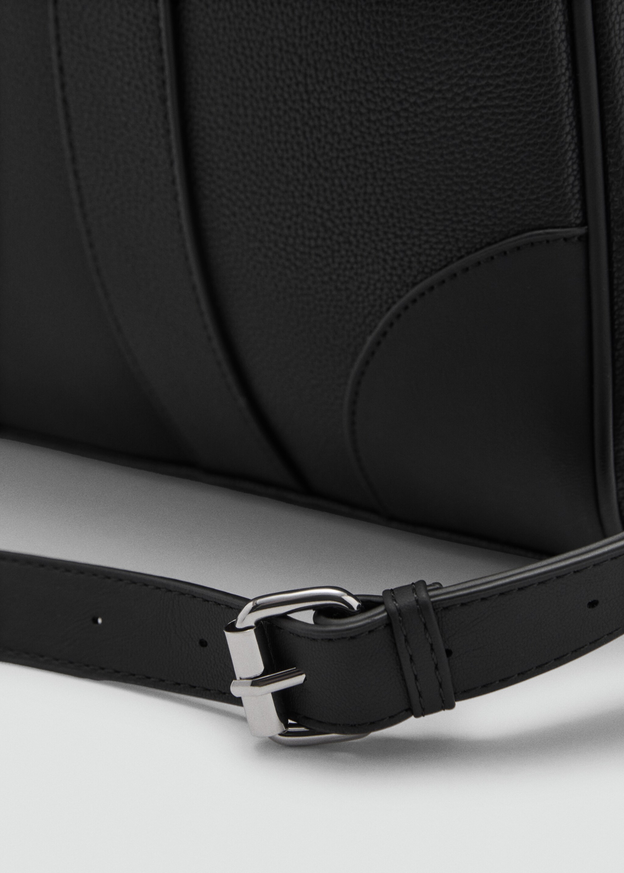 Leather-effect briefcase - Details of the article 3, Black. Ref: 77022545-00.