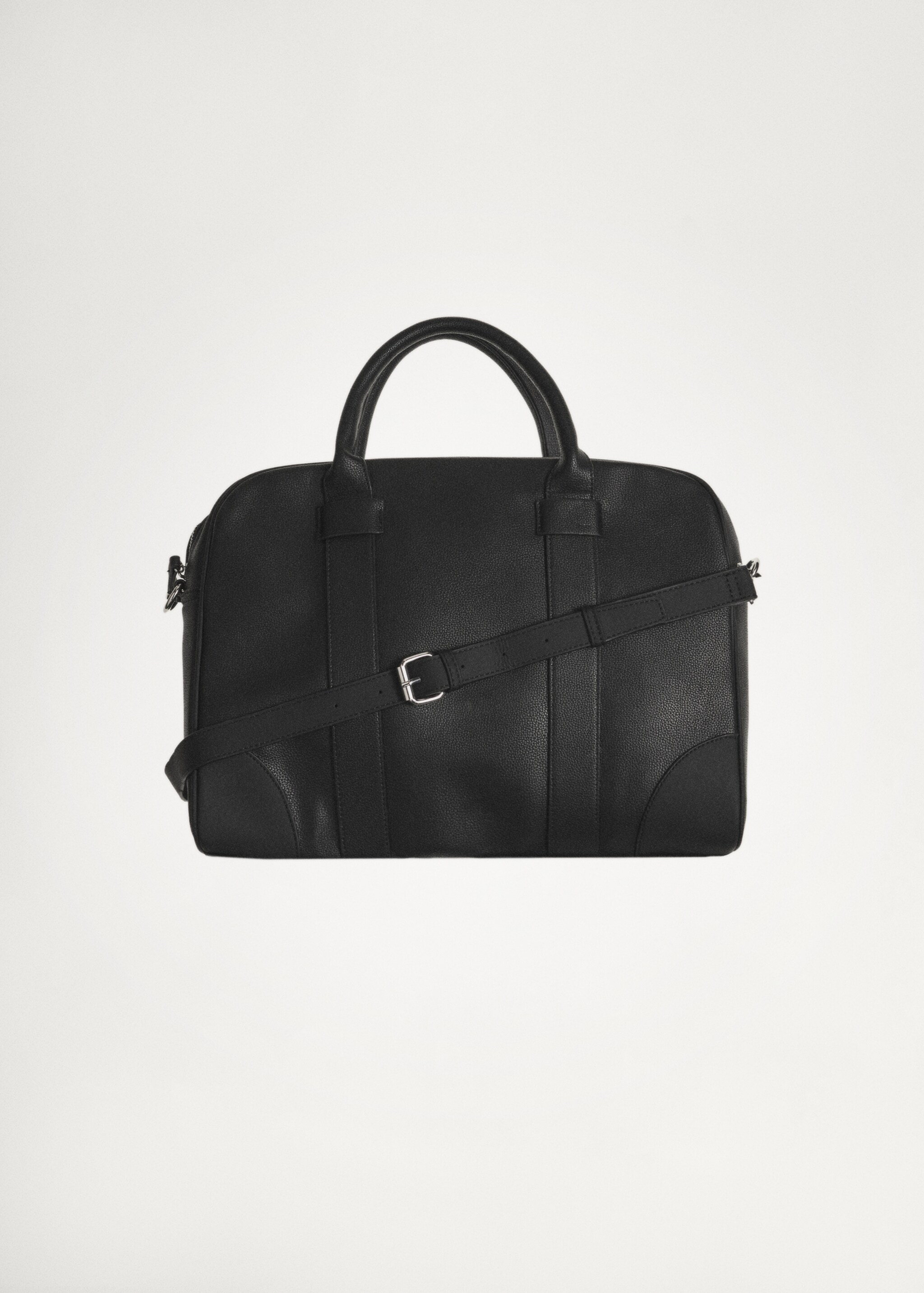 Leather-effect briefcase - Details of the article 5, Black. Ref: 77022545-00.
