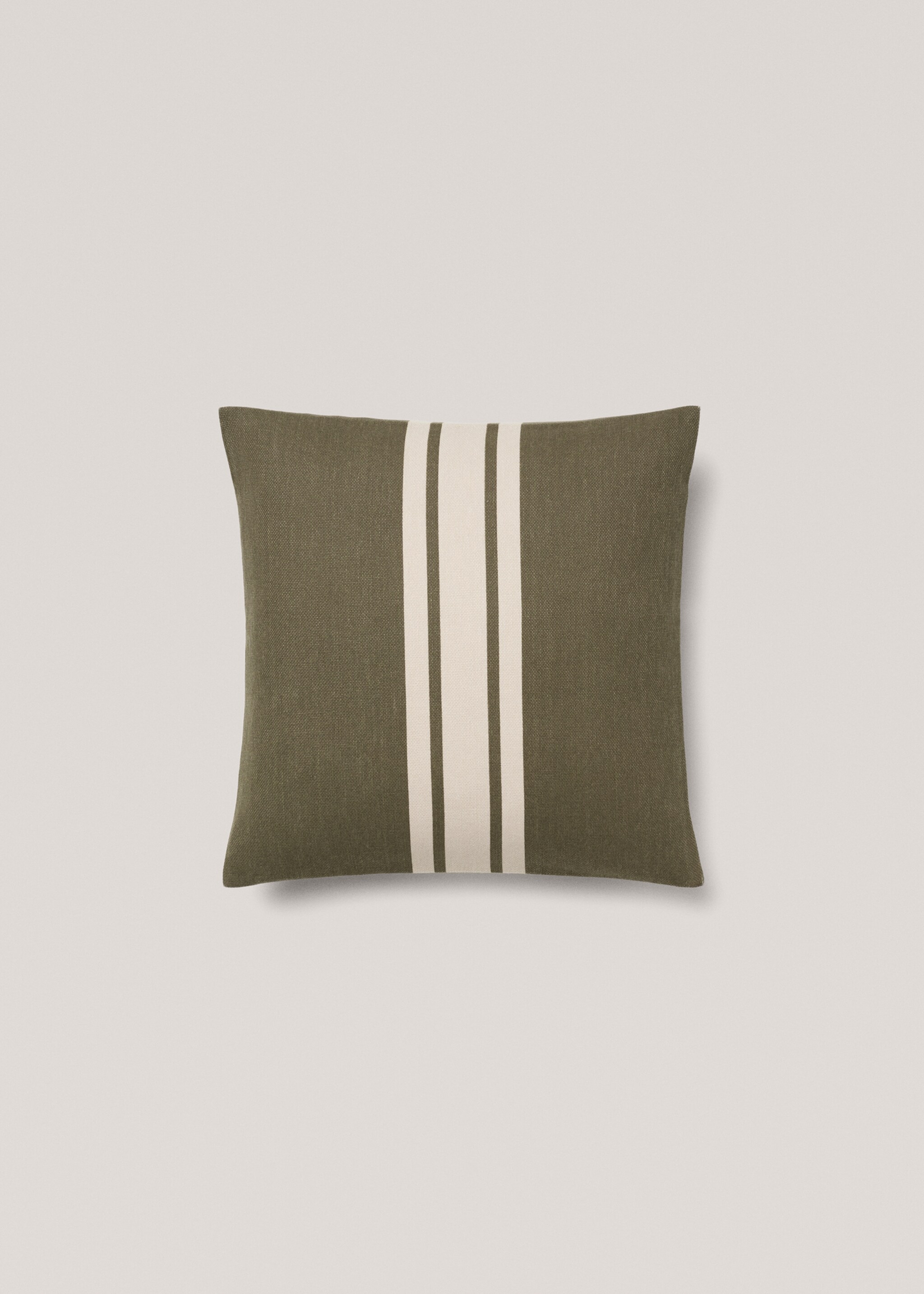 Kissenhülle aus Baumwolle mit doppeltem Streifenmuster 45 x 45 cm - Artikel ohne Model, Grün. Ref: 77022547-00.