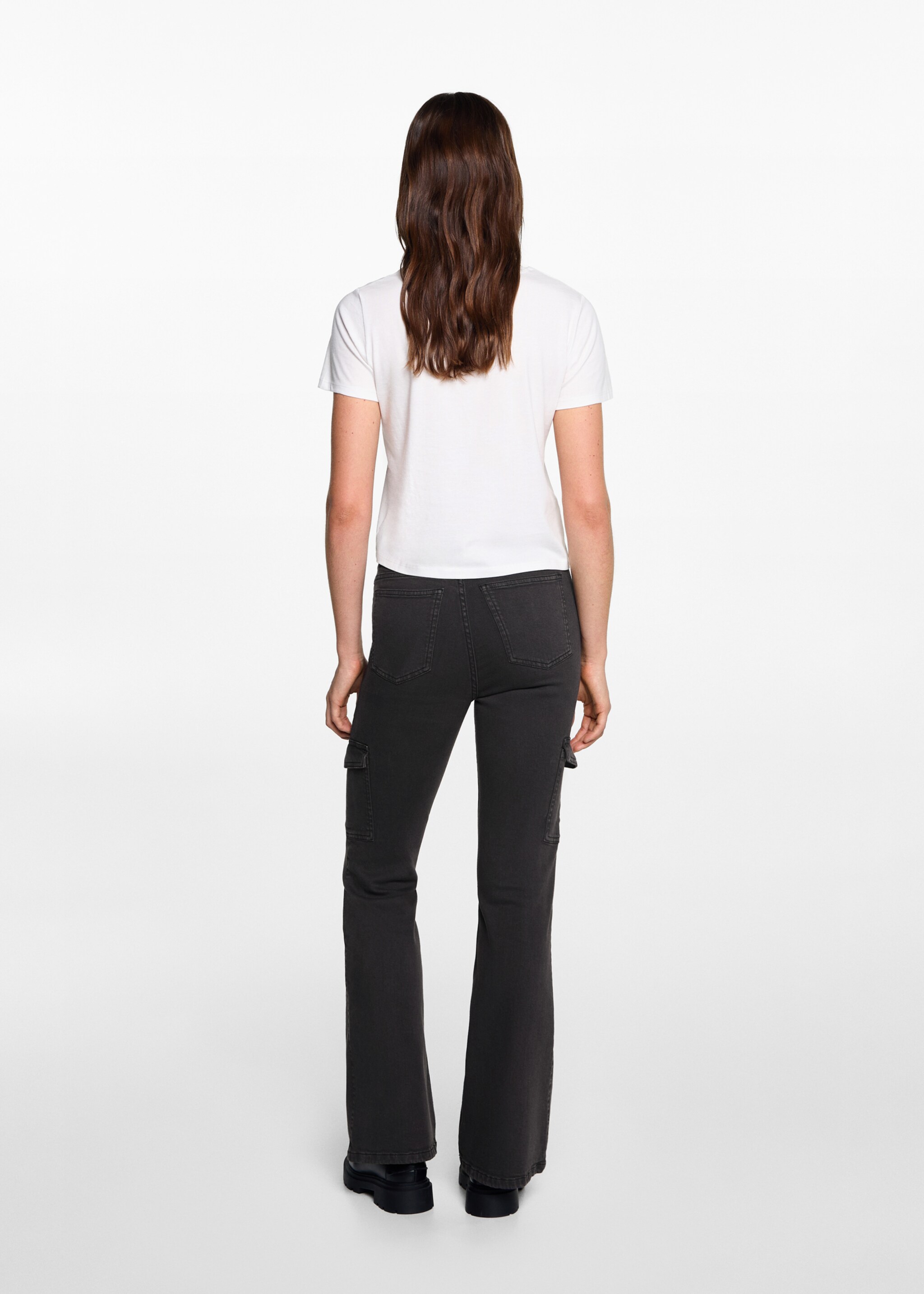 Jean cargo flare - Verso de l’article, Black denim. Ref: 77022550-00.