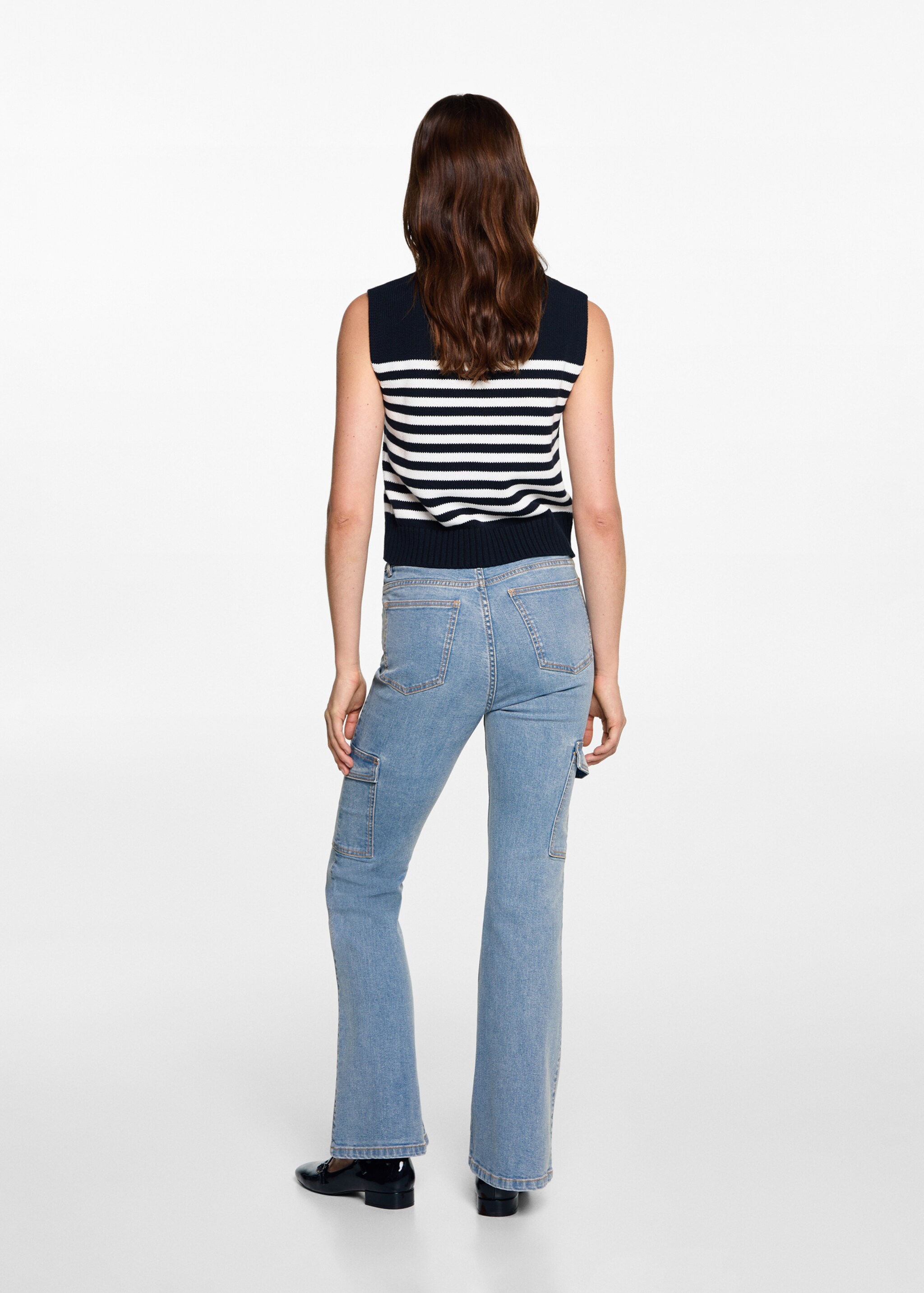 Flared cargo jeans - Reverse of the article, Medium Blue. Ref: 77022551-00.