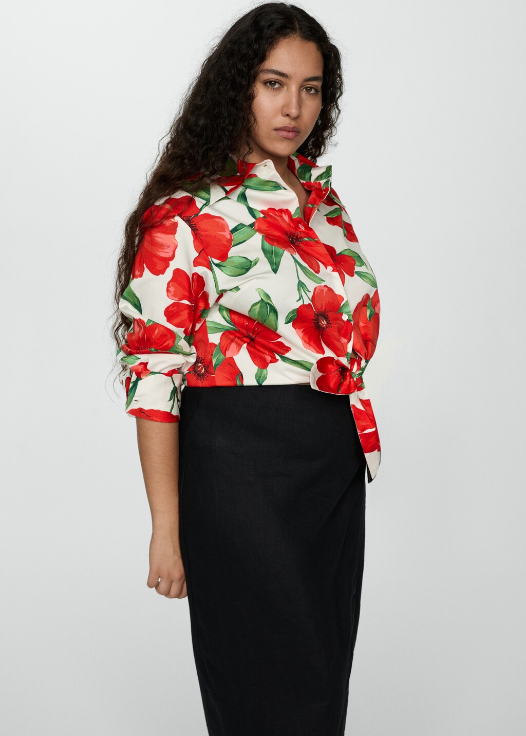 Bow printed shirt - Women | MANGO OUTLET USA
