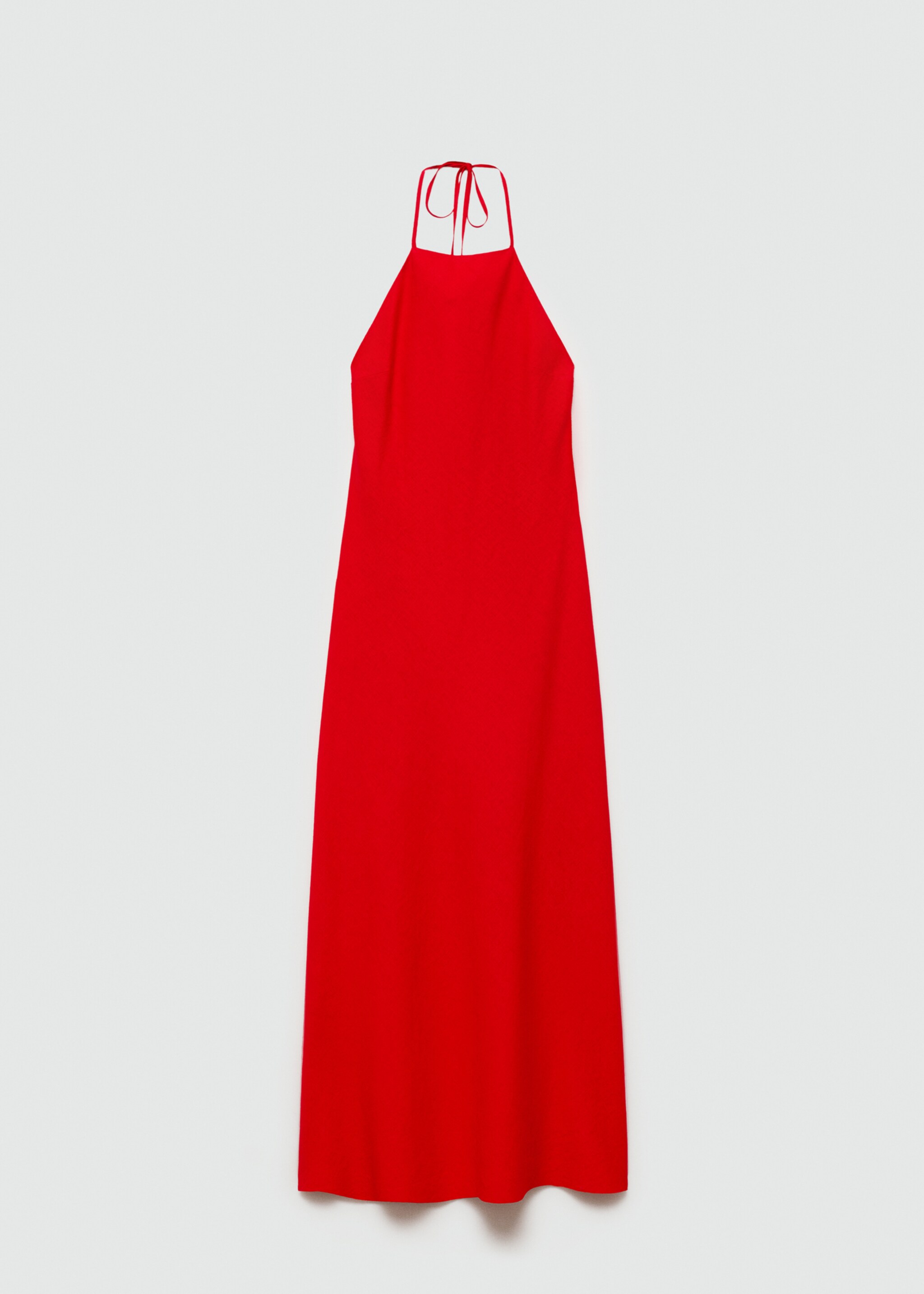 Halter-neck linen dress - Article without model, Red. Ref: 77022927-00.