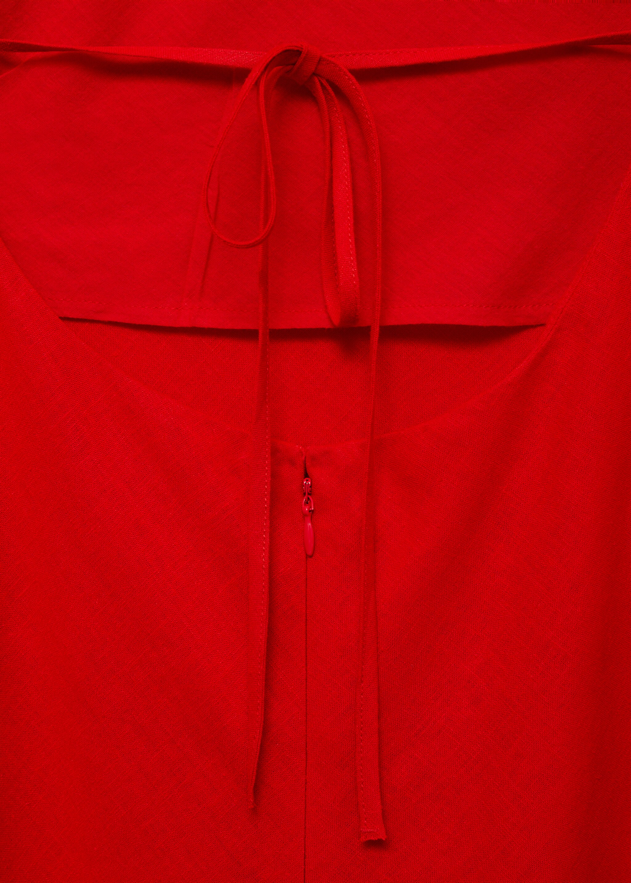 Halter-neck linen dress - Details of the article 0, Red. Ref: 77022927-00.