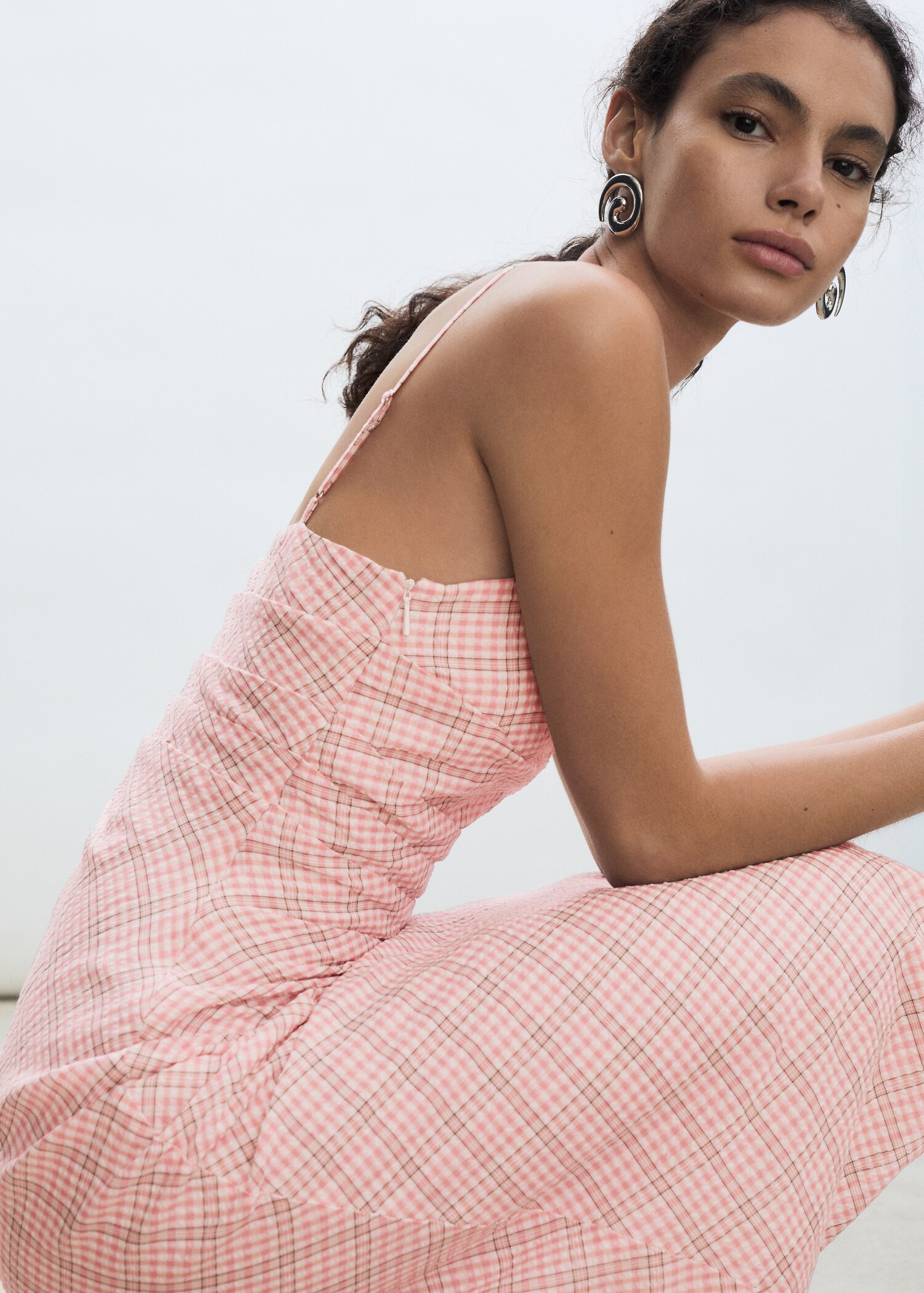 Check-print midi-dress - Details of the article 1