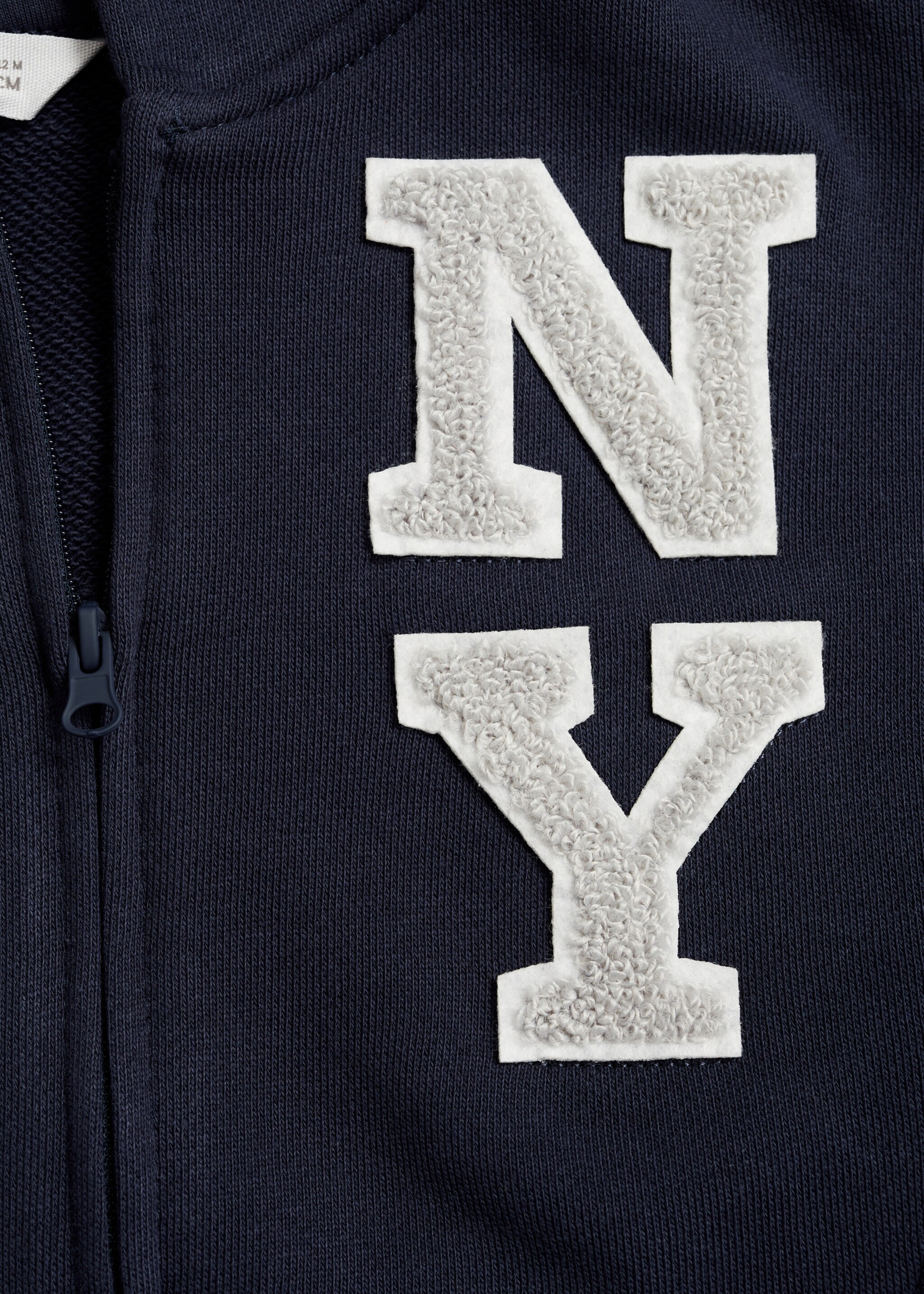 Printed hoodie - Details of the article 8, Dark Navy. Ref: 77022932-00.