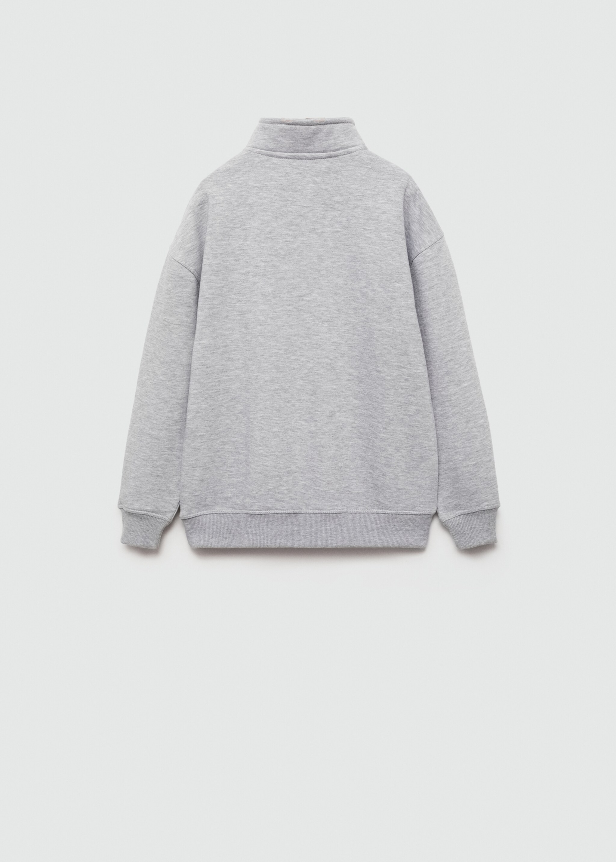 Baumwoll-Sweatshirt mit Stickdetail - Rückseite des Artikels, Mittelgrau meliert. Ref: 77022933-00.