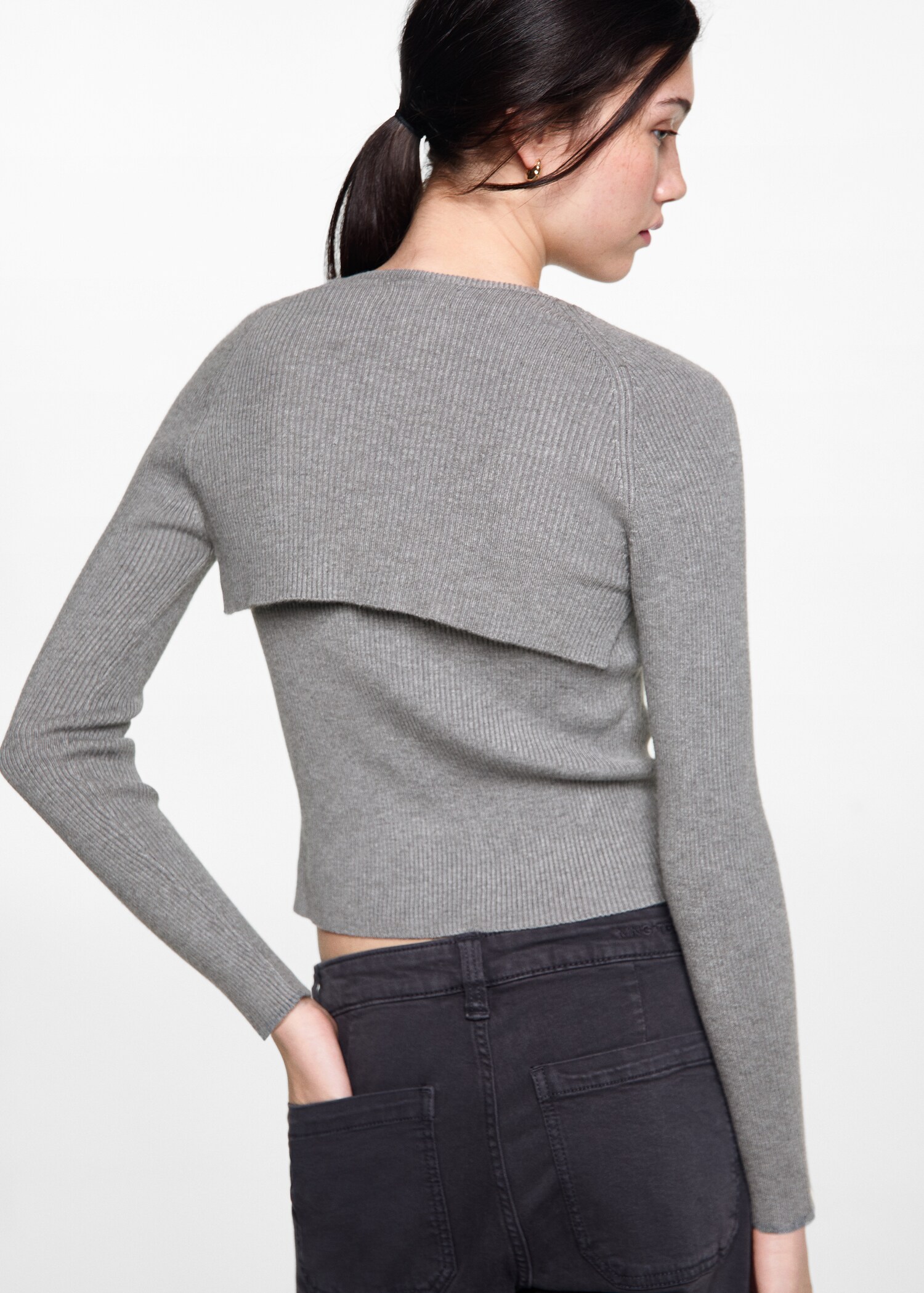 Pull-over maille côtelée manchons - Verso de l’article