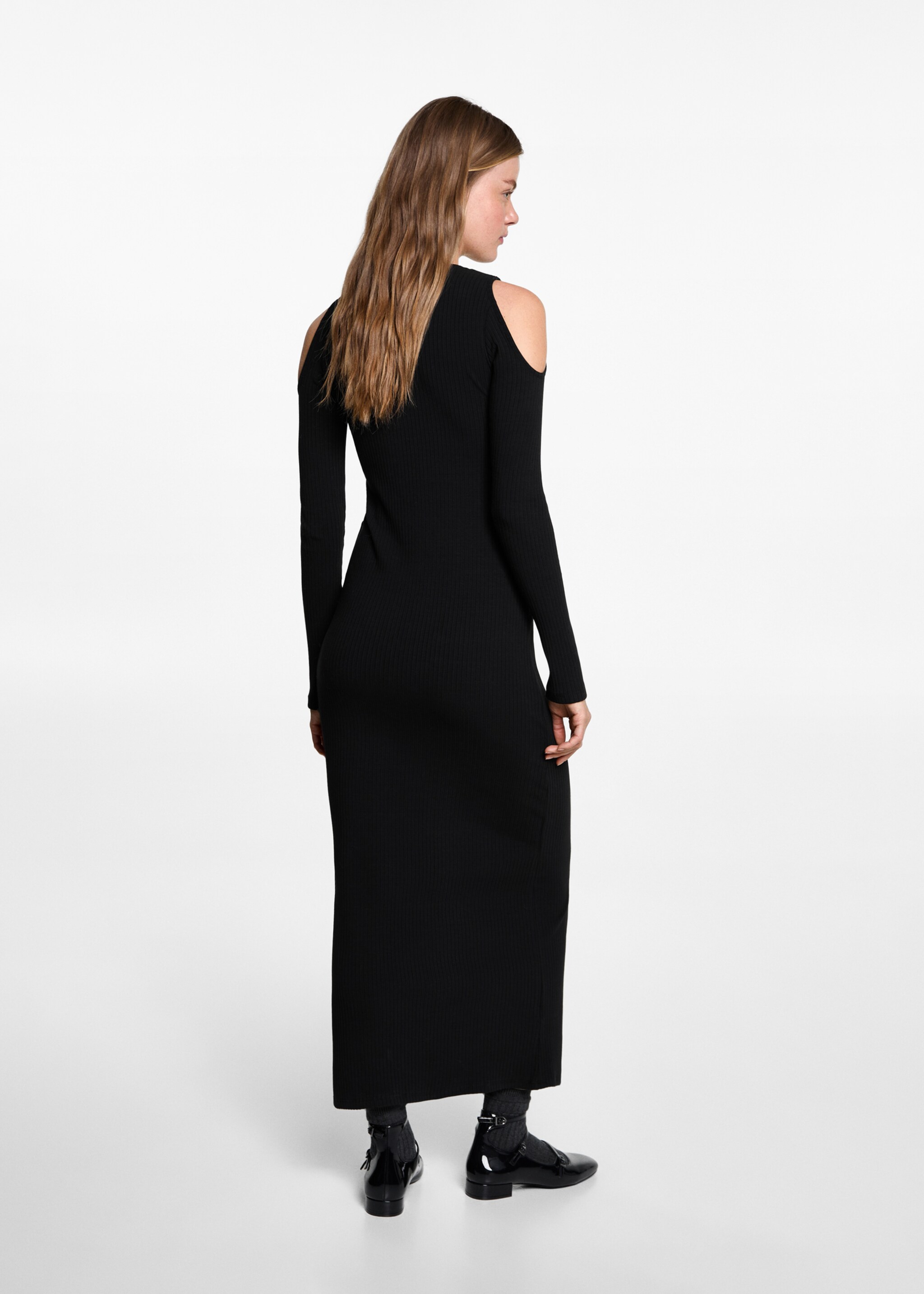 Vestido comprido aberturas - Verso do artigo, Preto. Ref: 77022937-00.