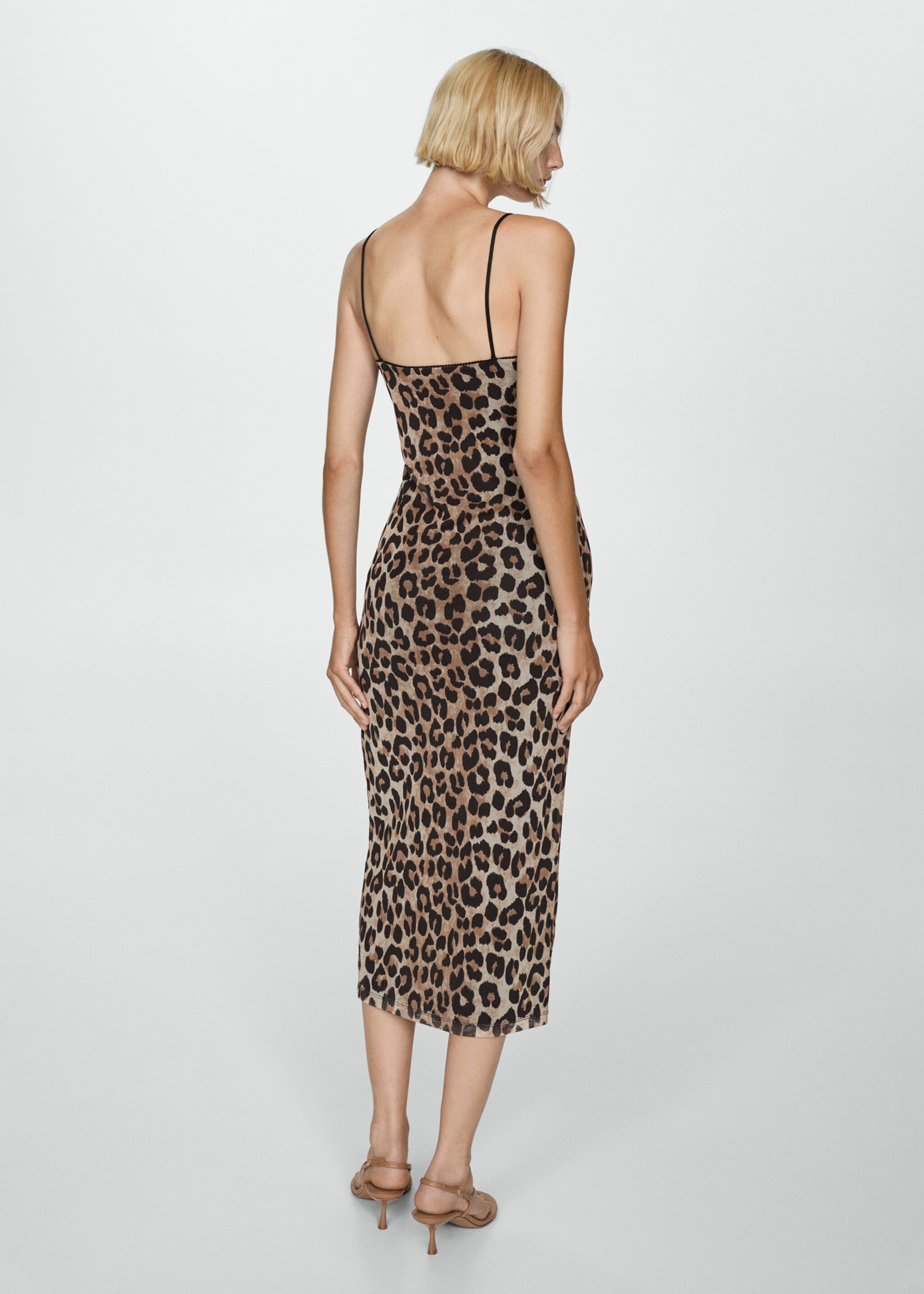 Leopard midi dress - Reverse of the article, Medium Brown. Ref: 77022938-00.