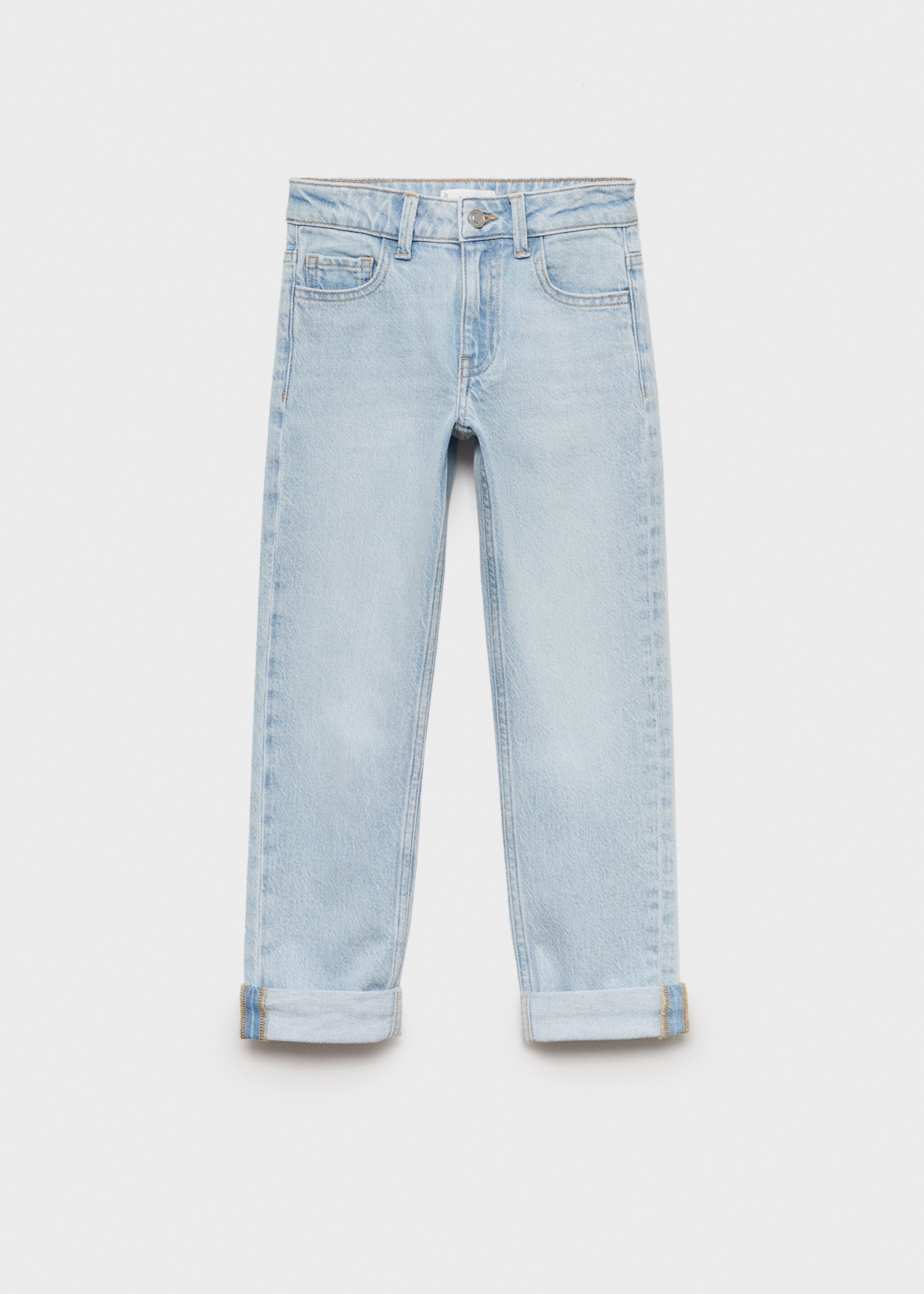 Rovné džíny s ohrnutým lemem - Zboží bez modelu, Světle modrá. Ref: 77023260-00.