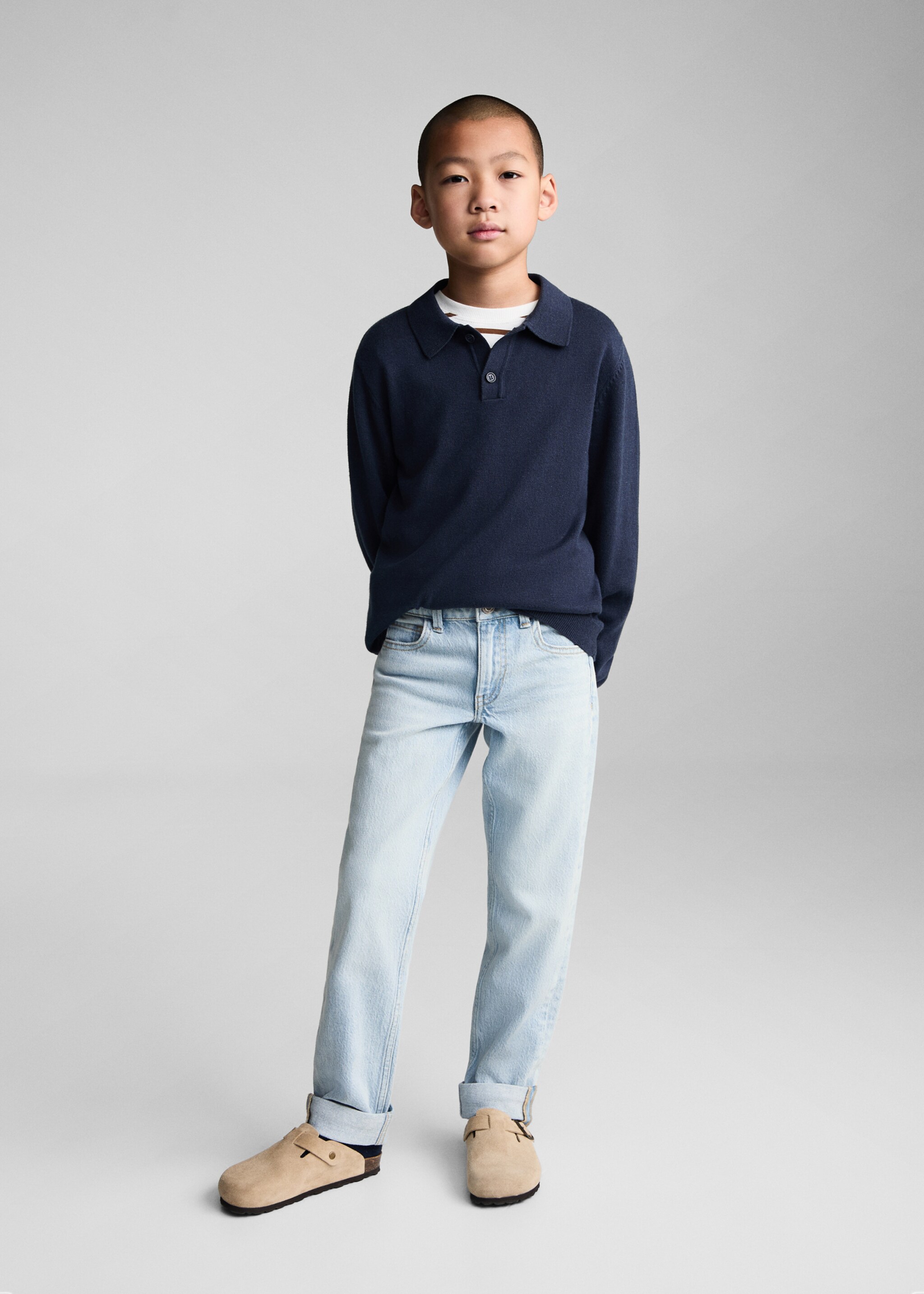 Rovné džíny s ohrnutým lemem - Detail zboží 2, Světle modrá. Ref: 77023260-00.